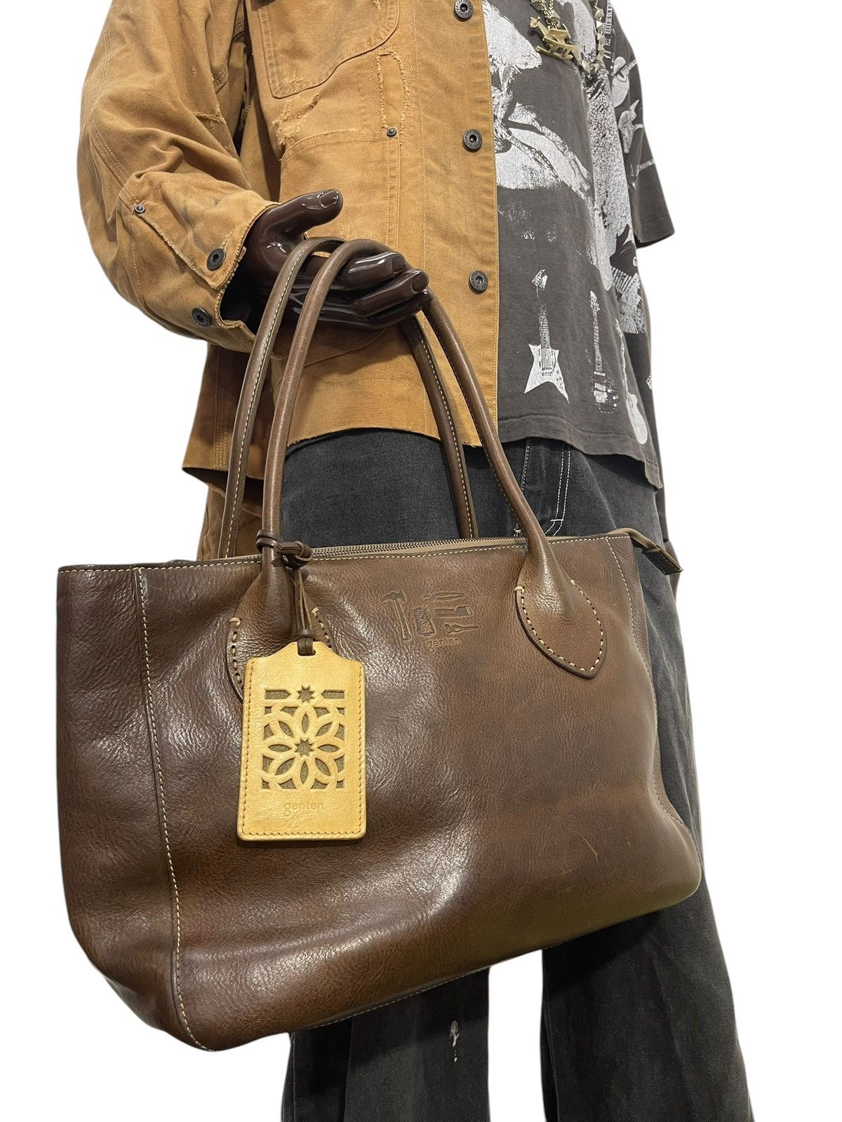 Genuine Leather Full Leather Genten Japan Tote Shoulder Bag 1🟩9 Size ONE SIZE - 5 Thumbnail