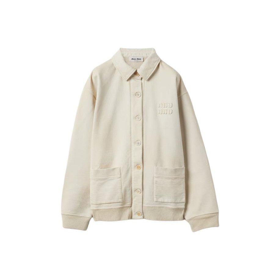 Miu Miu Miu Miu Logo Embroidered Cotton Jacket Size M Size M / US 6-8 / IT 42-44 - 1 Thumbnail