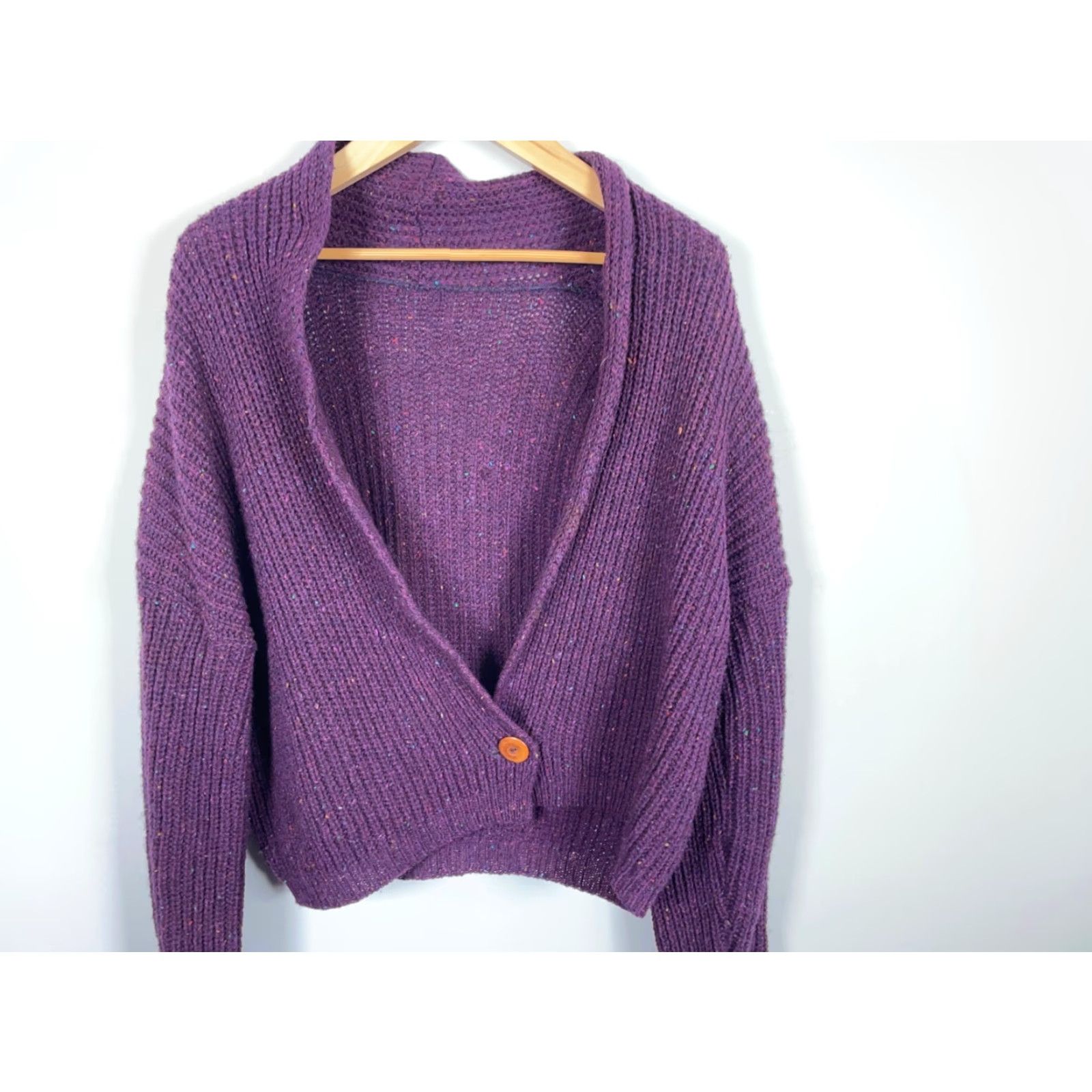 Vintage VINTAGE Donegal Wool 1 Button Cropped Cardigan Women's L Purple Knit Sweater Size L / US 10 / IT 46 - 4 Thumbnail