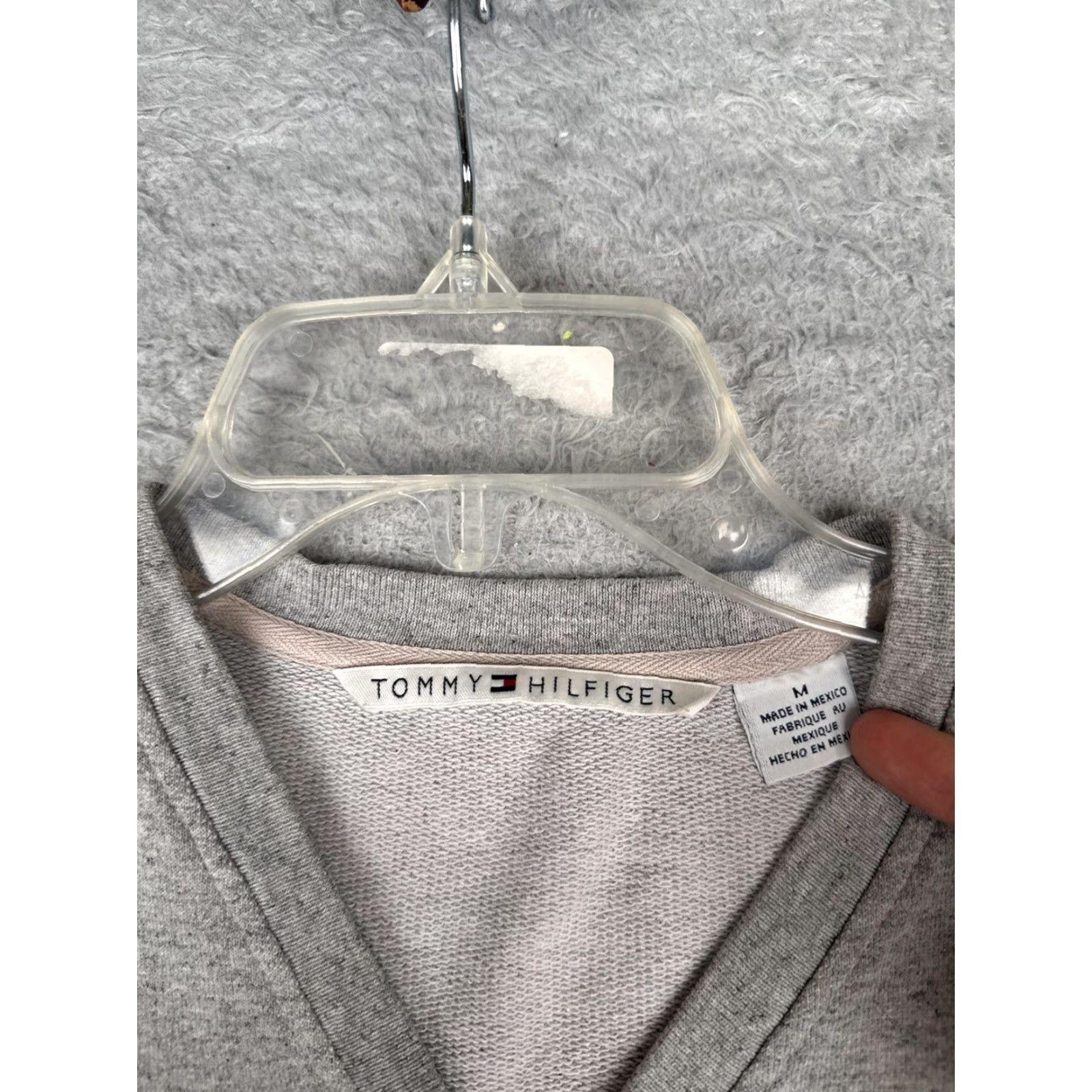 Tommy Hilfiger Tommy Hilfiger Sweater Womens M Gray V-Neck Pullover Logo Casual Regular Knit Terry Cotton Blend Hardwearing Size M / US 6-8 / IT 42-44 - 7 Thumbnail