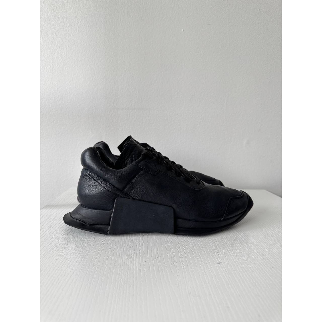 Rick Owens Adidas Rick Owens Level Runner Low Black Leather Sneakers Size US 7.5 / EU 40-41 - 2 Thumbnail