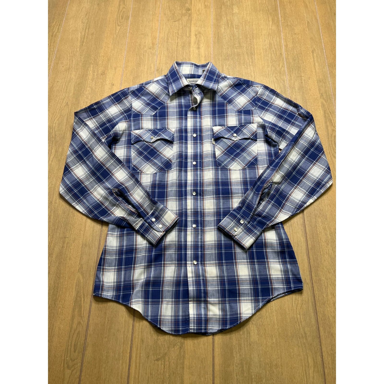 Levi's Vintage Levi’s Western Plaid Pearl Snap Shirt Blue Mens S Size US S / EU 44-46 / 1 - 13 Thumbnail