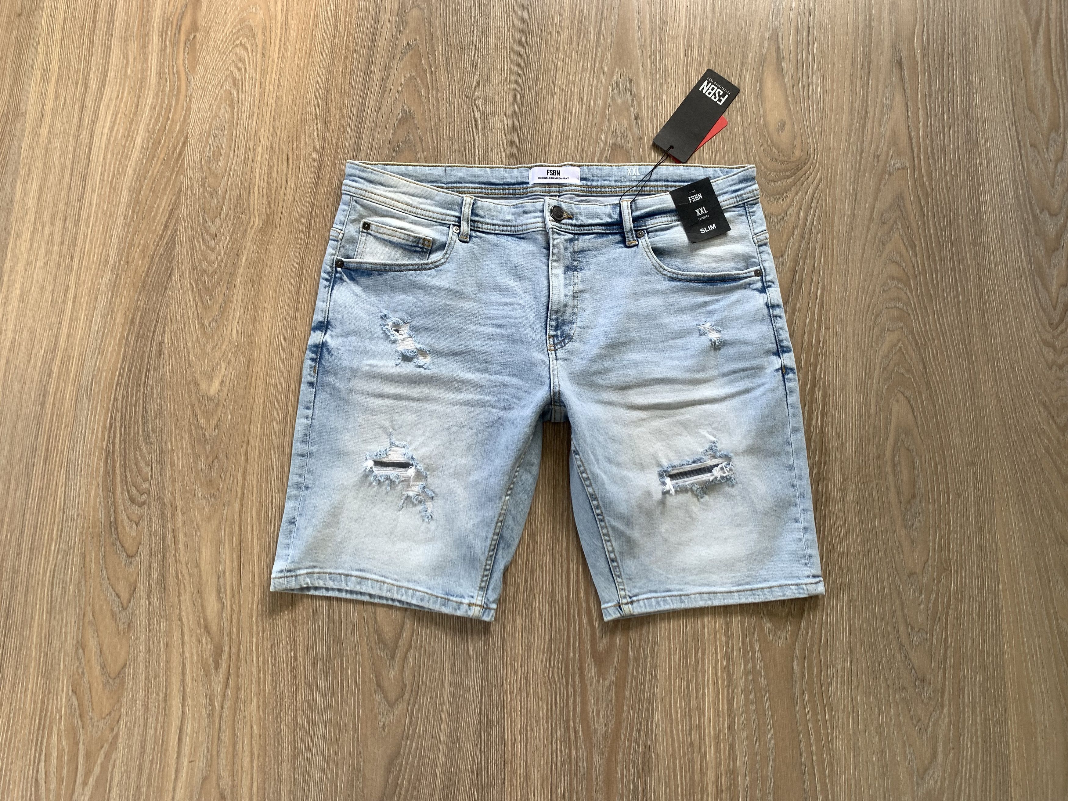 Other Fishbone Mens Slim Light Blue Distressed Denim Shorts Size US 40 / EU 56 - 12 Thumbnail