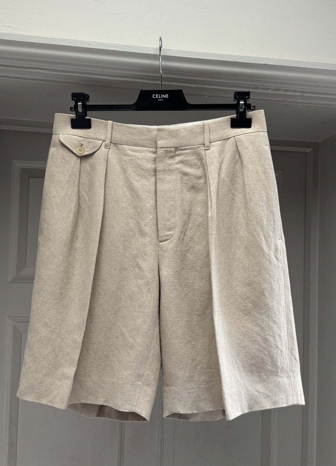 The Row The Row Mens Marcello Beige Linen Shorts size US 32 Size US 32 / EU 48 - 1 Thumbnail