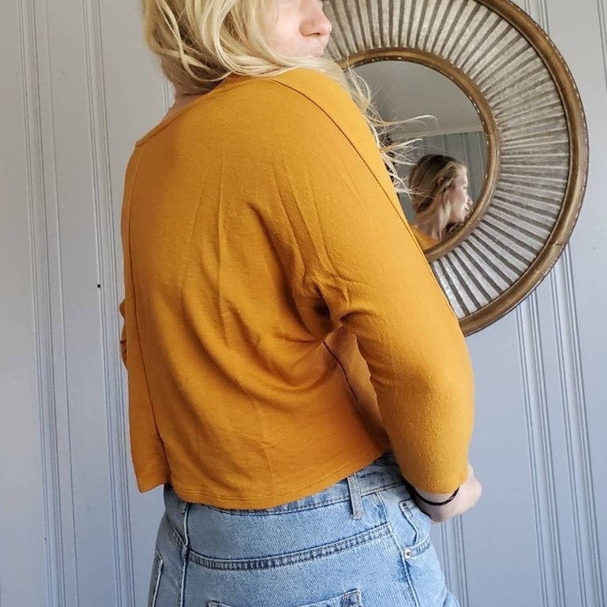 Forever 21 Tresics Long Sleeve Mustard Yellow Crop Top - S Size S / US 4 / IT 40 - 6 Thumbnail