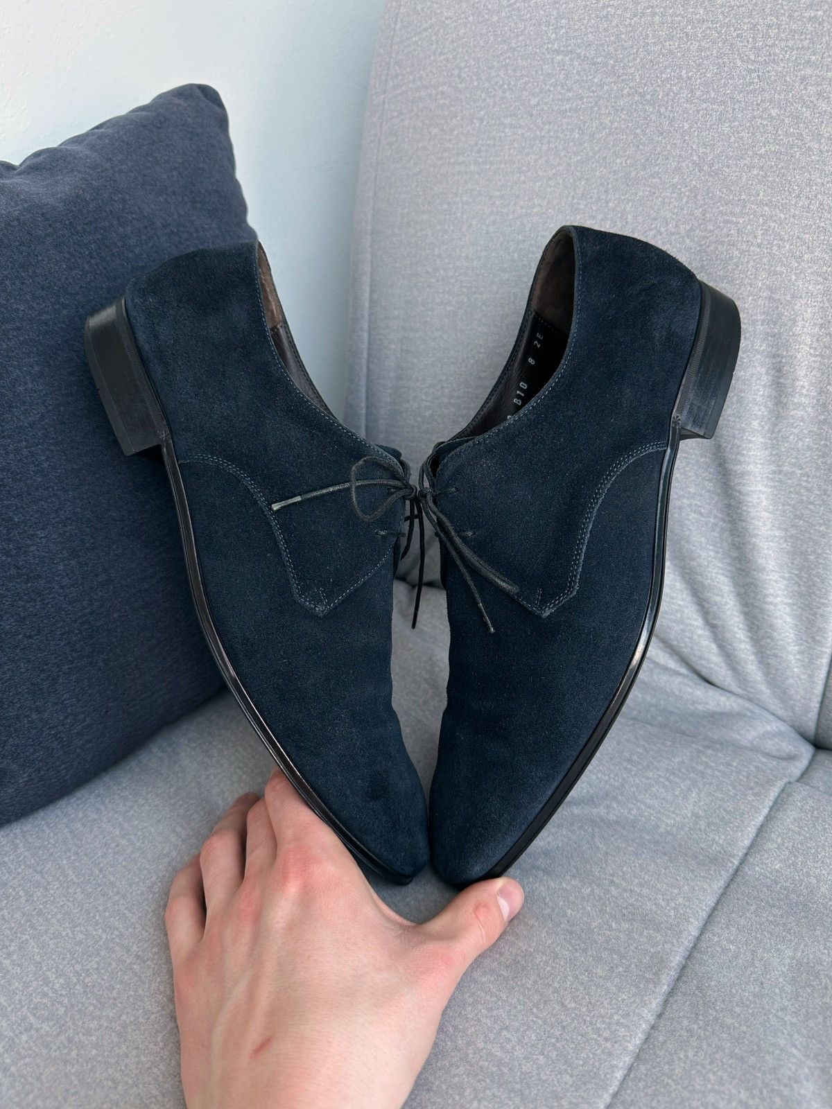 Salvatore Ferragamo Salvatore Ferragamo Dark Blue Suede Shoes Size US 8 / EU 41 - 6 Thumbnail