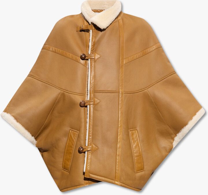 oc11z10524 Cape in Shearling in Brown