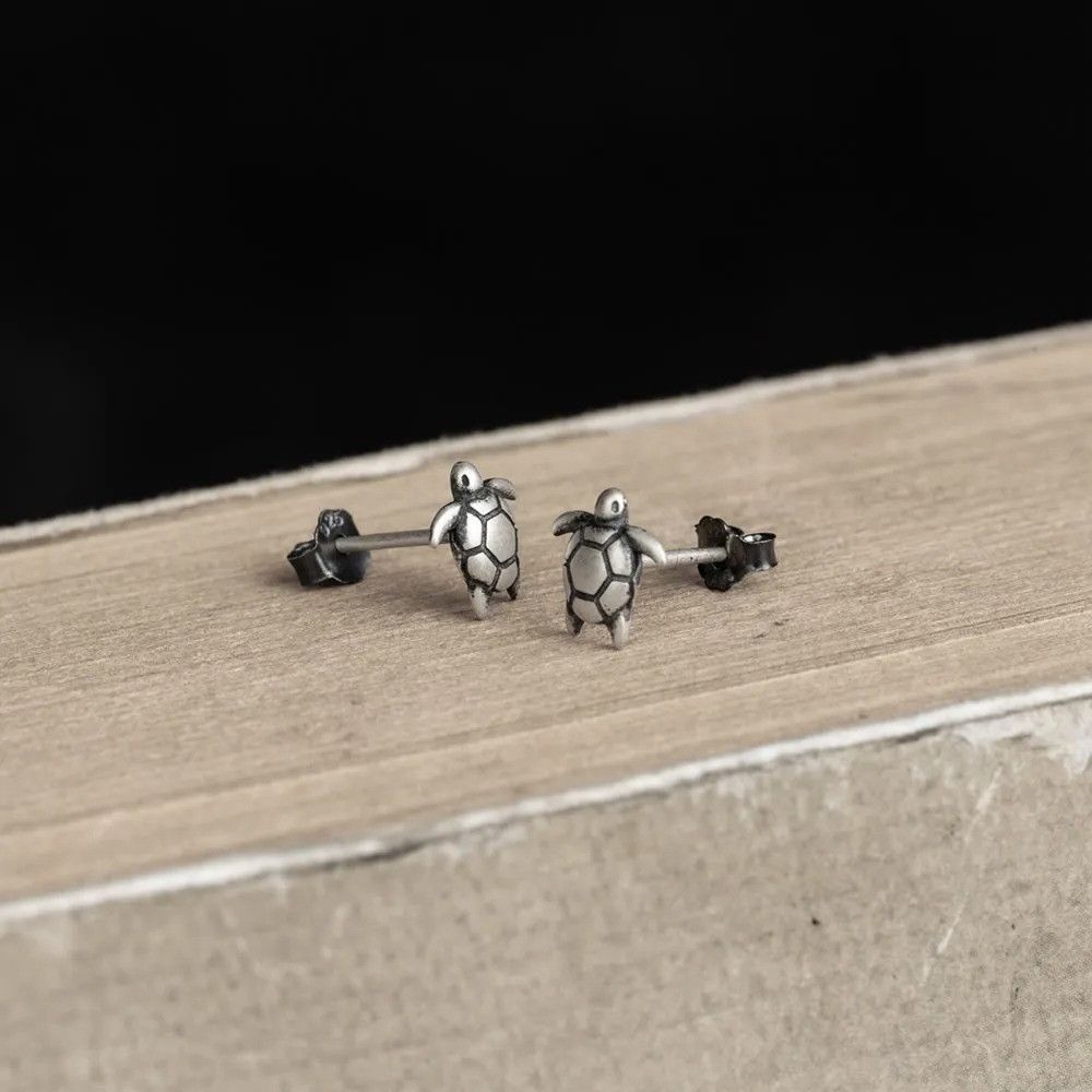 Jewelry Tiny Turtle Ocean Stud Earrings 925 Sterling Ear Charms Gift Size ONE SIZE - 4 Thumbnail