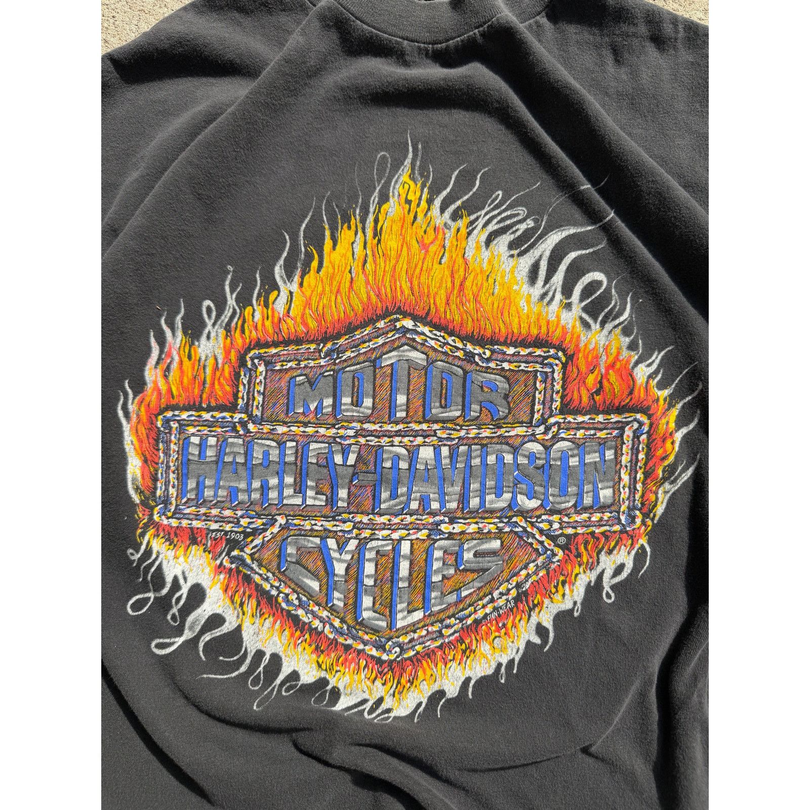 Harley Davidson Vintage Faded Harley Davidson Flame Bar & Shield Tee Size US XL / EU 56 / 4 - 3 Thumbnail