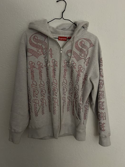 Supreme Supreme Old English Rhinestone Zip-Up | Grailed