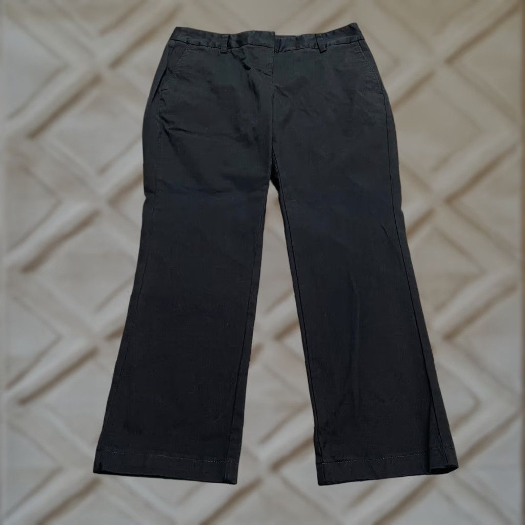 Lands' End Lands' End Chino Pants Womens 12 Black Mid Rise Straight Leg Cotton Work 34x28 Size 34" / US 12 / IT 48 - 1 Thumbnail