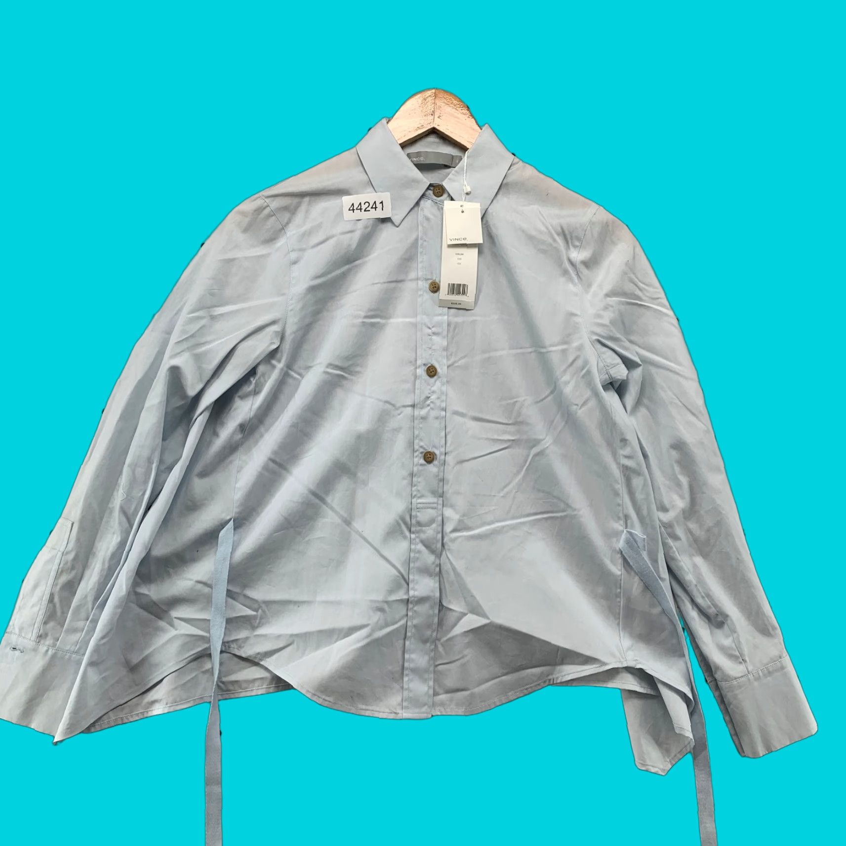 Vince Vince Button Down Shirt Womens XS Ice Blue Oversized Collared Shirt XS Womens Blue Vince Oversized Button-Up Regular Long Sleeve Casual Size XS / US 0-2 / IT 36-38 - 1 Thumbnail
