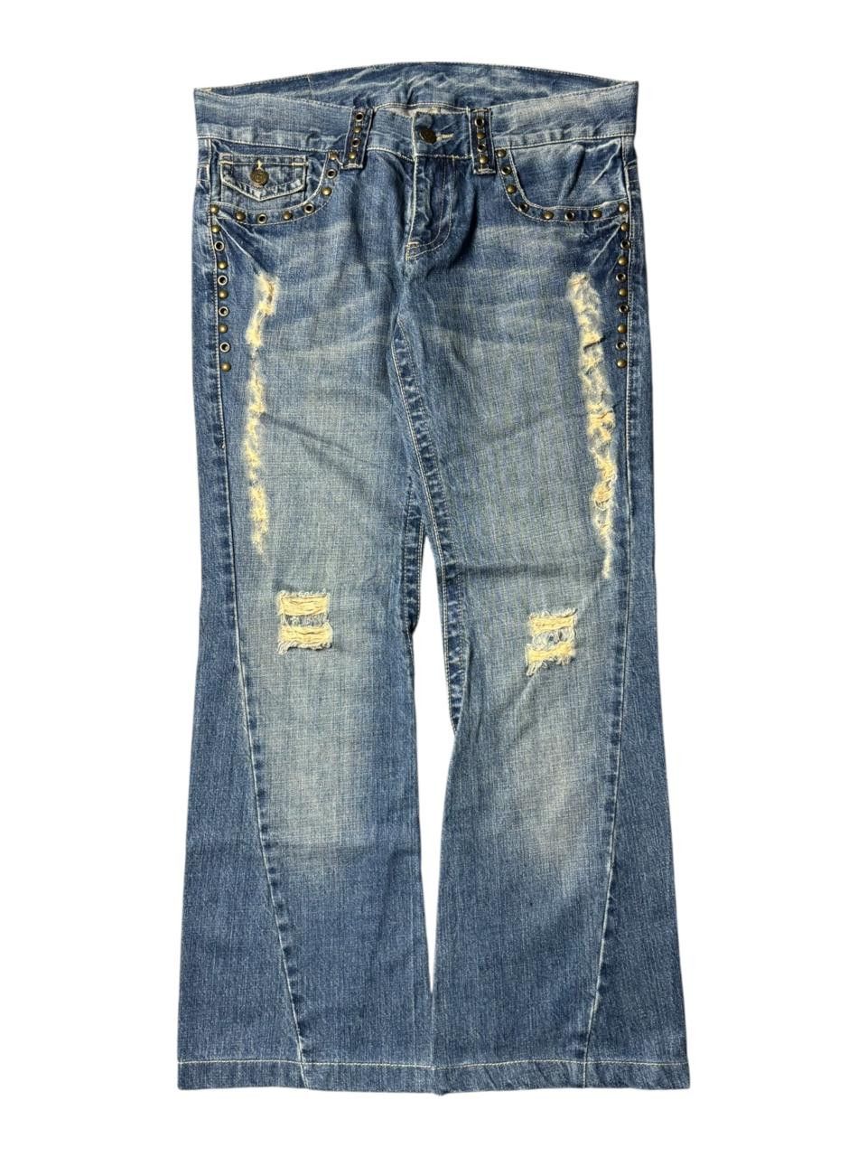 Tornado Mart 2000s Tornado Mart Studded Bootcut Jeans Size US 33 - 1 Thumbnail