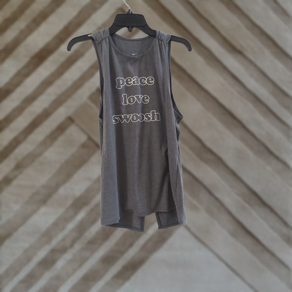 Nike Nike Tank Women's Gray Sleeveless Peace Love Swoosh M Medium Shirt Size M / US 6-8 / IT 42-44 - 1 Thumbnail
