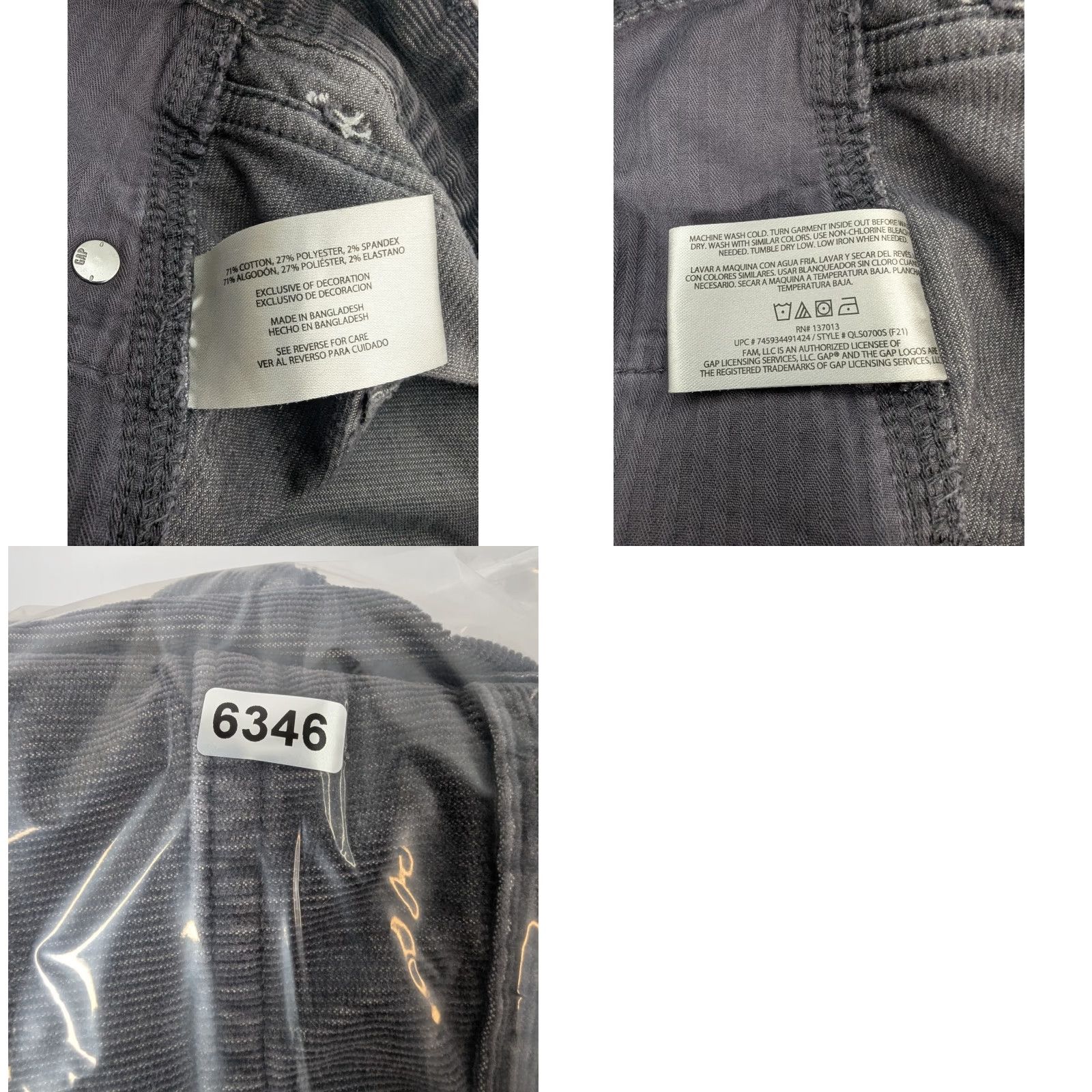 Gap GAP Grey Corduroy Raw Edge Hem Stretch Cut Off Shorts Fringe Women's Size 10 Y2K Size 32" / US 10 / IT 46 - 8 Thumbnail
