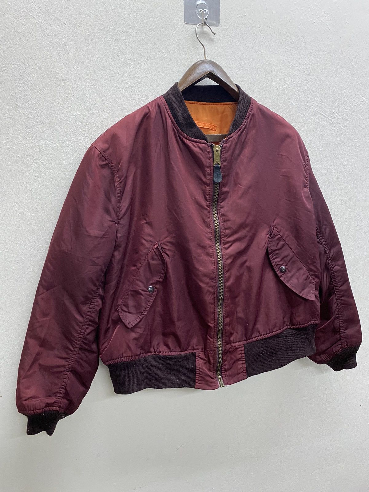 Alpha Industries Rare Vtg Alpha Industries Bomber Jacket Red Calour Size US L / EU 52-54 / 3 - 3 Thumbnail