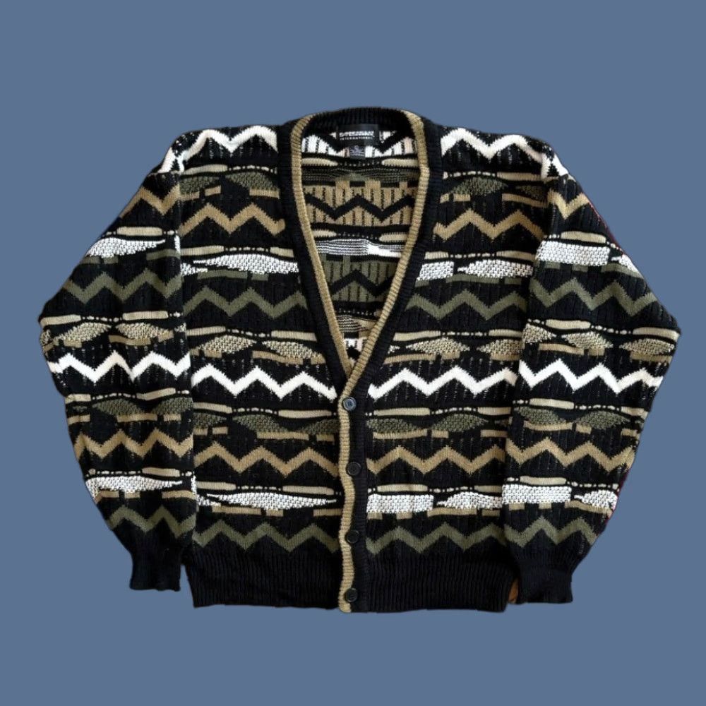 Vintage VINTAGE Expressions Cardigan Men’s 90s Sweater Size L Black Long Sleeve Knit Casual Business Workwear Size US L / EU 52-54 / 3 - 1 Thumbnail