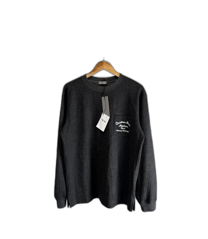 Dior Gray Long Sleeve Emblem Wool Shirt