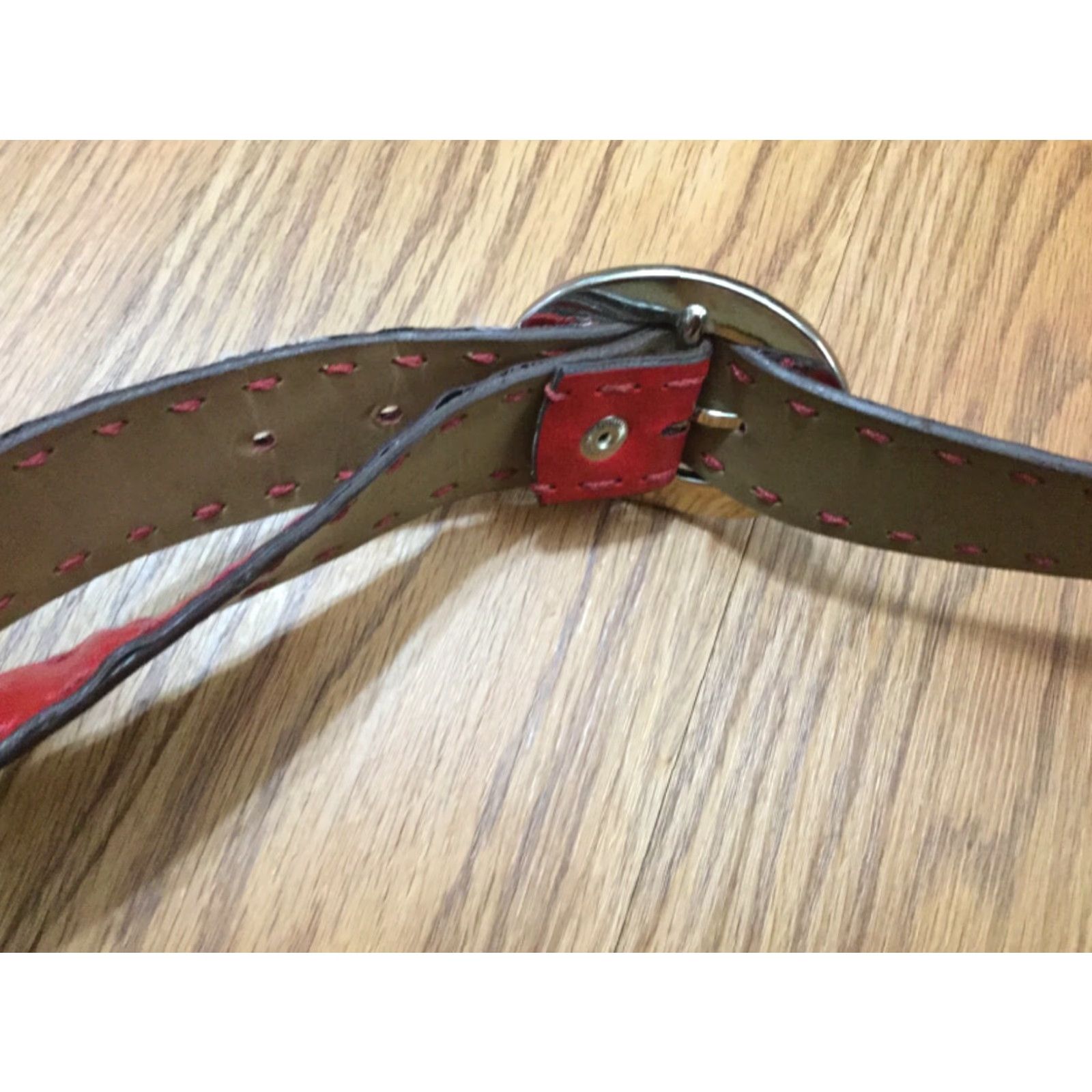 X-LARGE WOMEN'S RED DRESS BELT XL MAN MADE WITH RED BUCKLE Size ONE SIZE - 4 Thumbnail