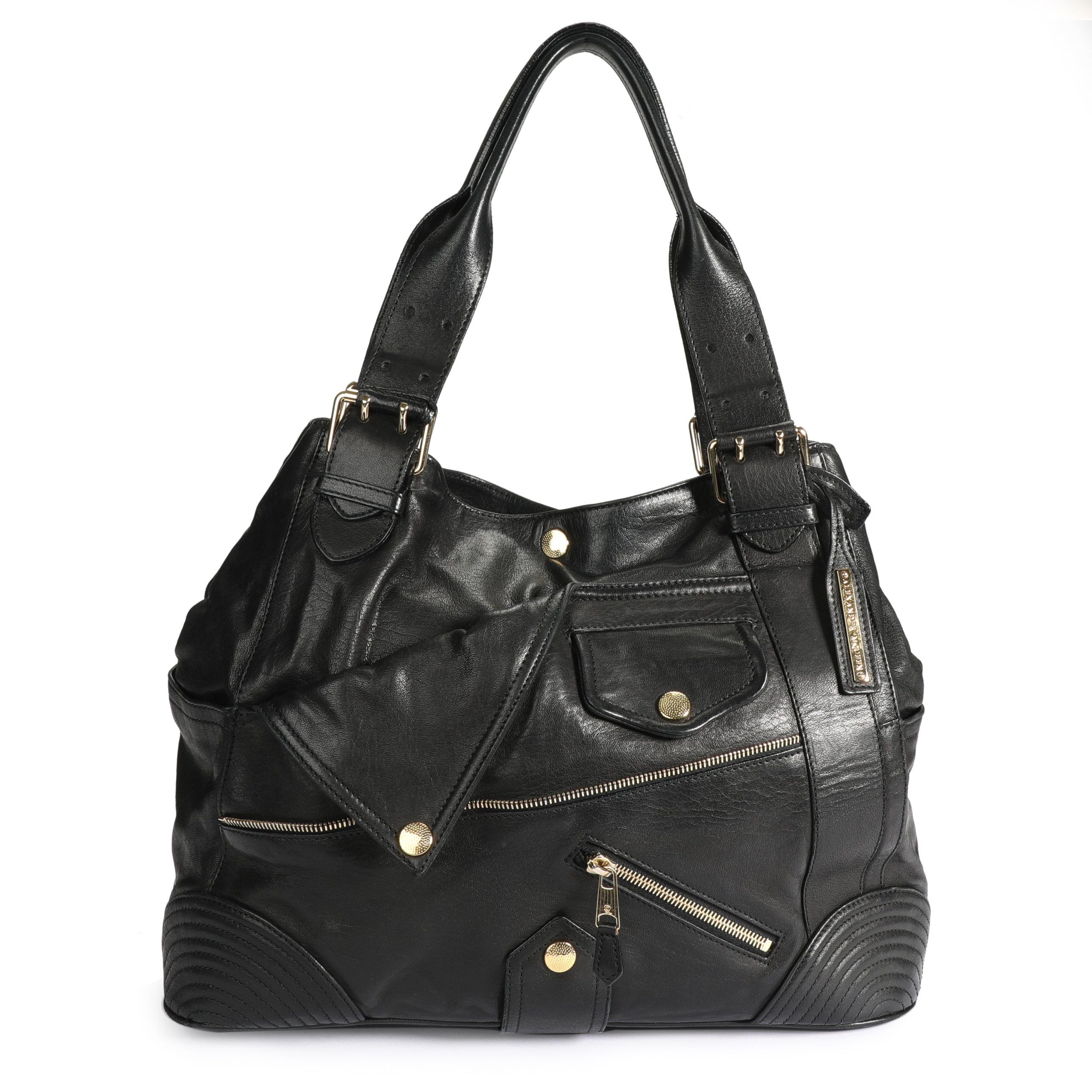 image of Alexander Mcqueen Black Leather Faithful Shoulder Bag, Women's