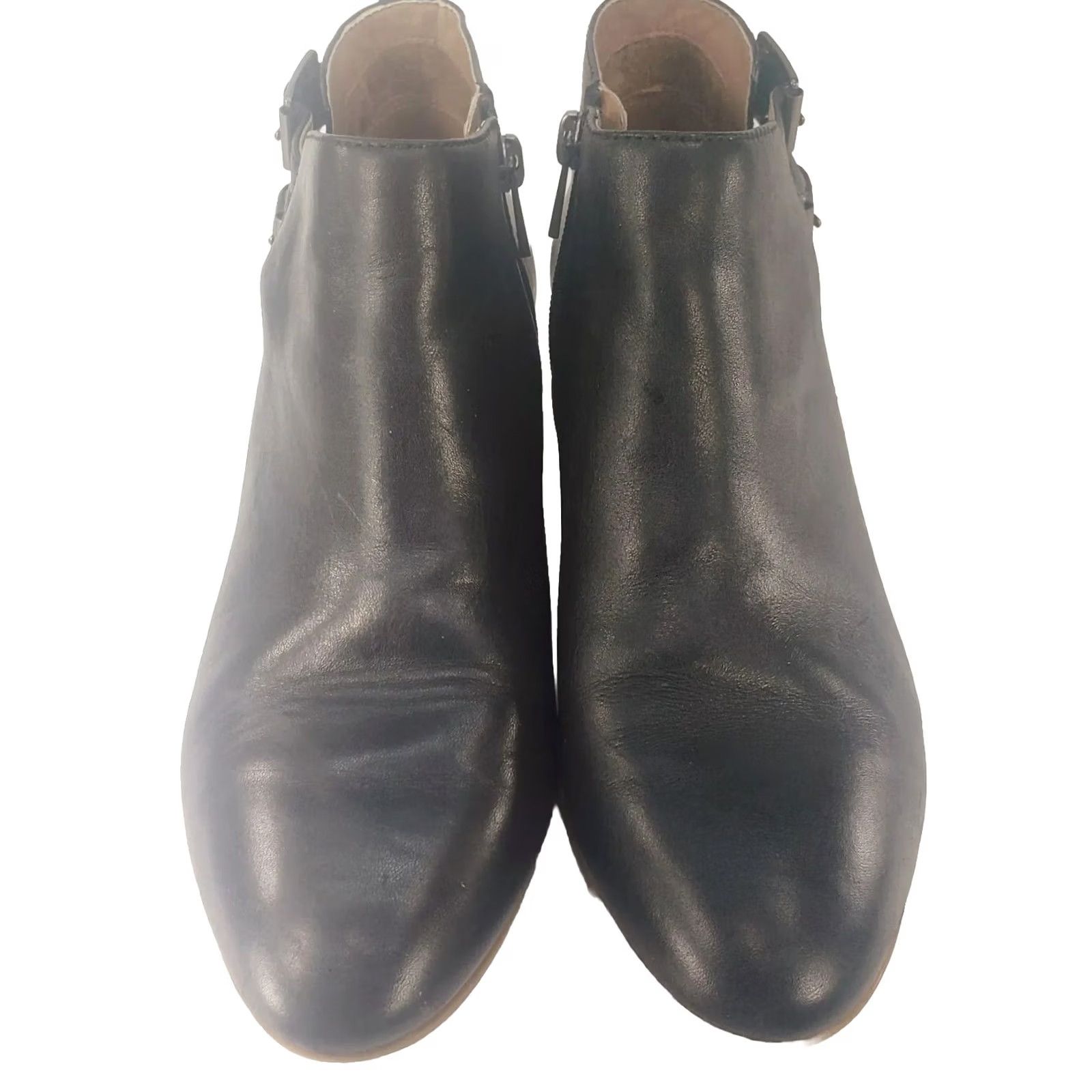 Clarks Clarks Collection Black Leather Ankle Booties Women's 8.5M Almond Toe Side Zip Straps 20701 Size US 9 / IT 39 - 3 Thumbnail