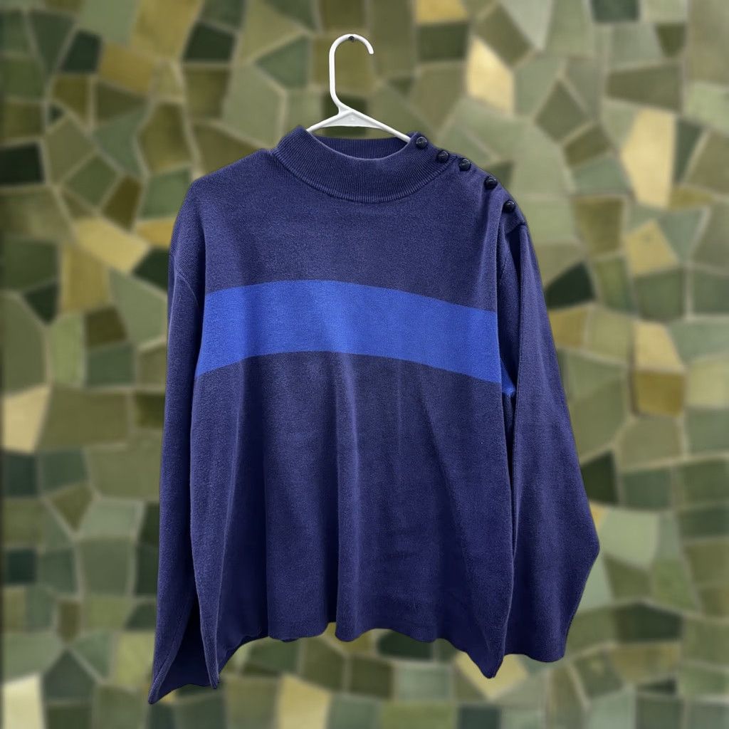 Ralph Lauren VINTAGE Polo by Ralph Lauren Womens Top L Blue Mock Neck Long Sleeve Polo by Ralph Lauren Size L / US 10 / IT 46 - 1 Thumbnail
