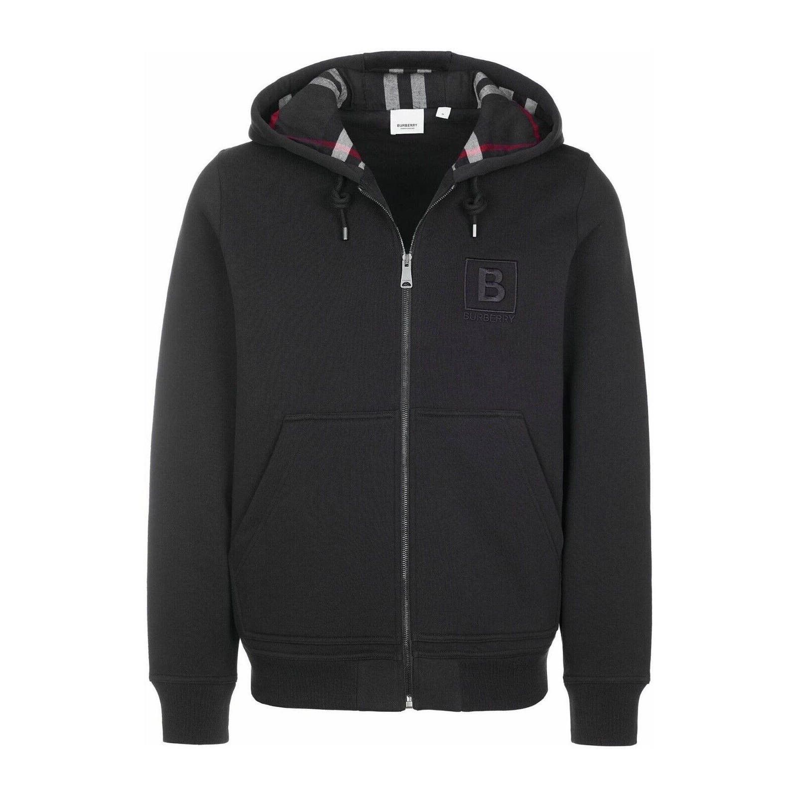 image of Burberry Fordson Black Cotton Bbox Logo Zip Hoodie Jacket Size Xxl, Men's