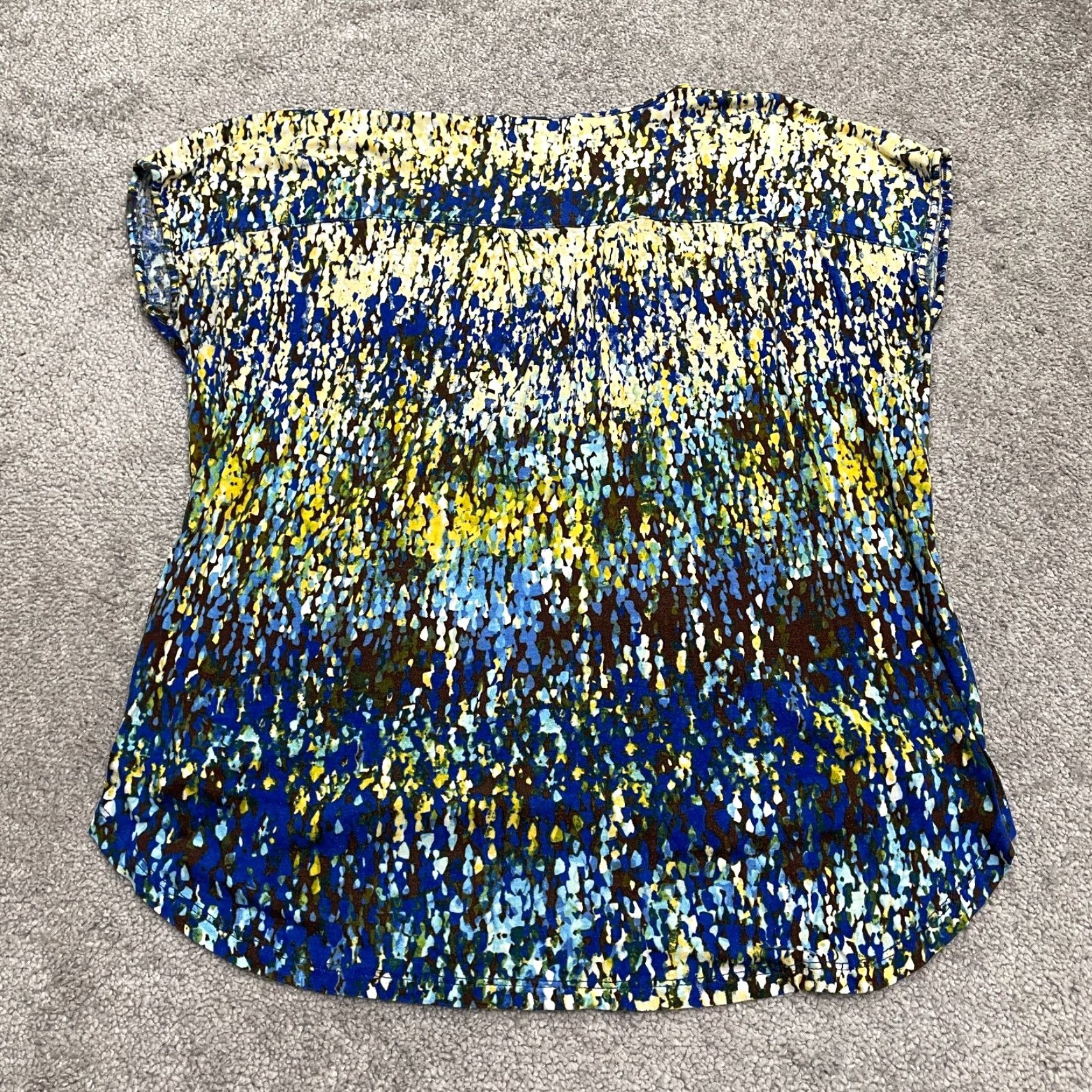 Liz Claiborne Liz Claiborne Blouse Women M Multicolor Rayon V-Neck Short Sleeve Casual Shirt Size M / US 6-8 / IT 42-44 - 2 Thumbnail