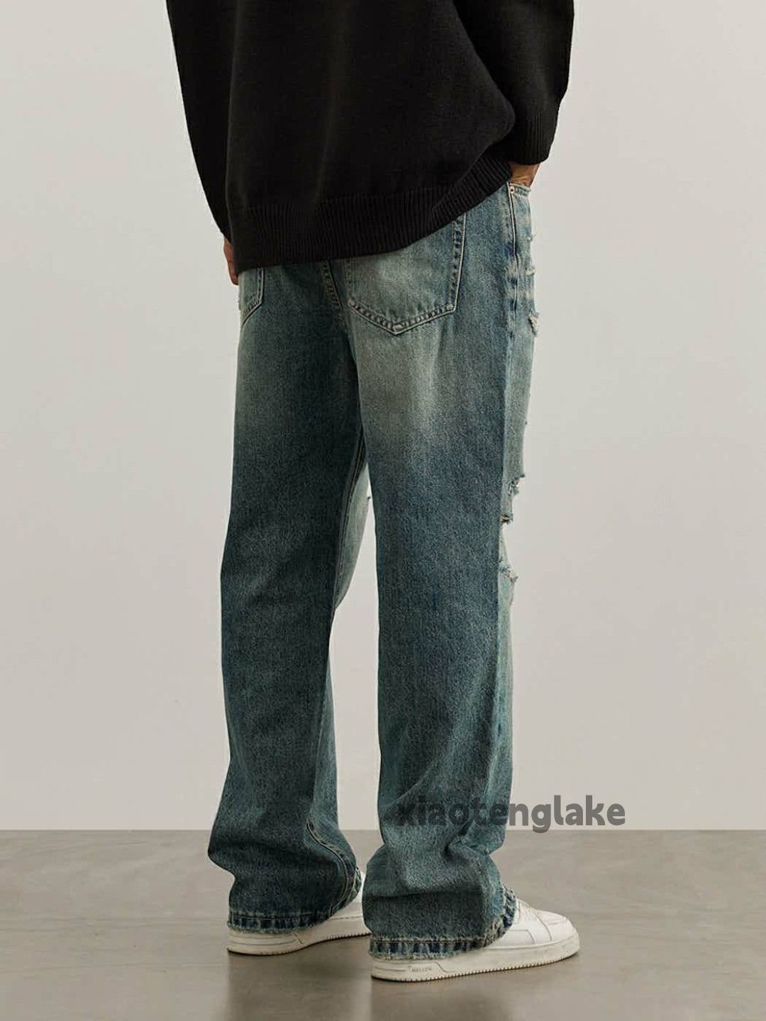 Jean × Vintage washed faded skate hiphop damaged ripped jeans Size US 33 - 5 Thumbnail