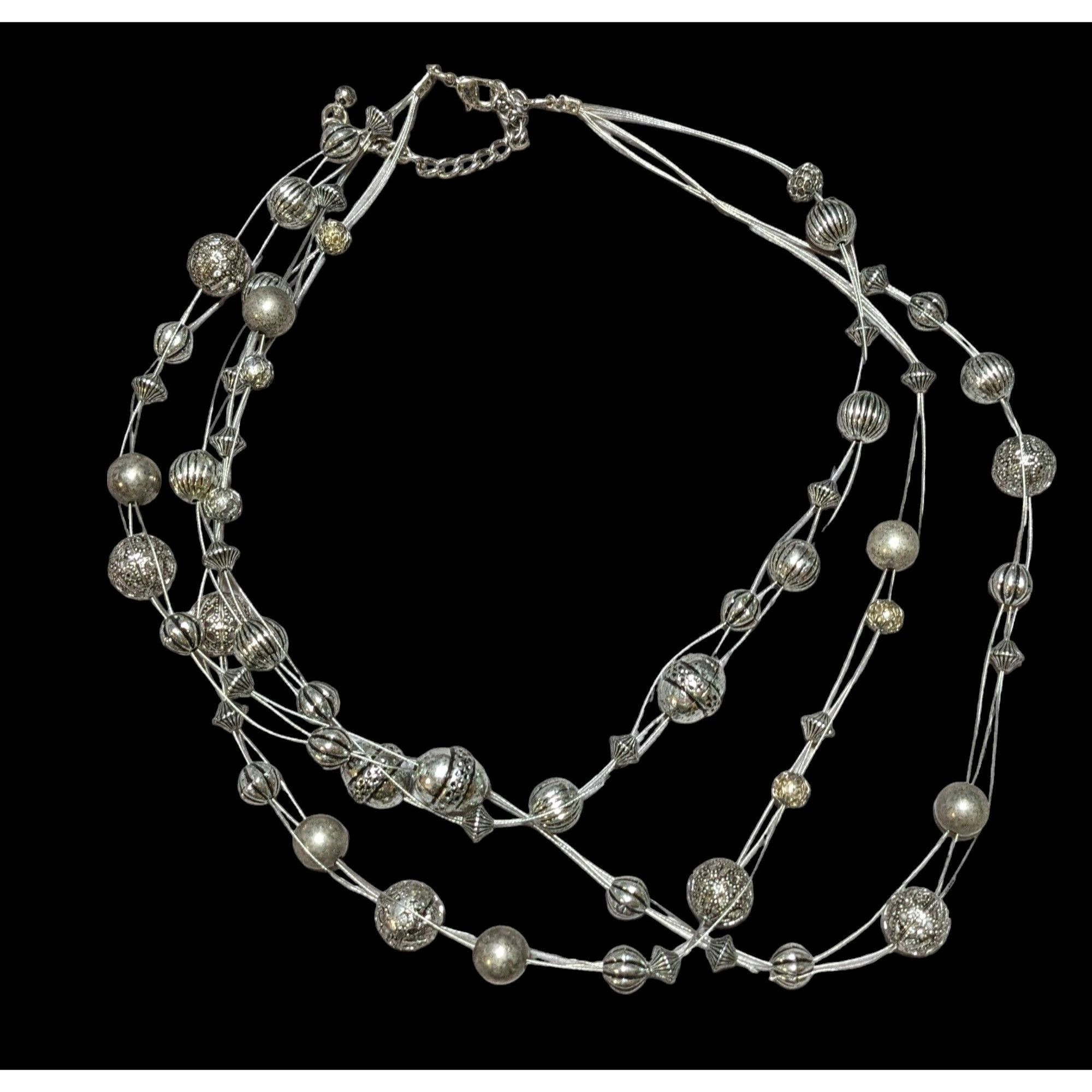Other Silver Beaded Floating Necklace Size ONE SIZE - 1 Thumbnail