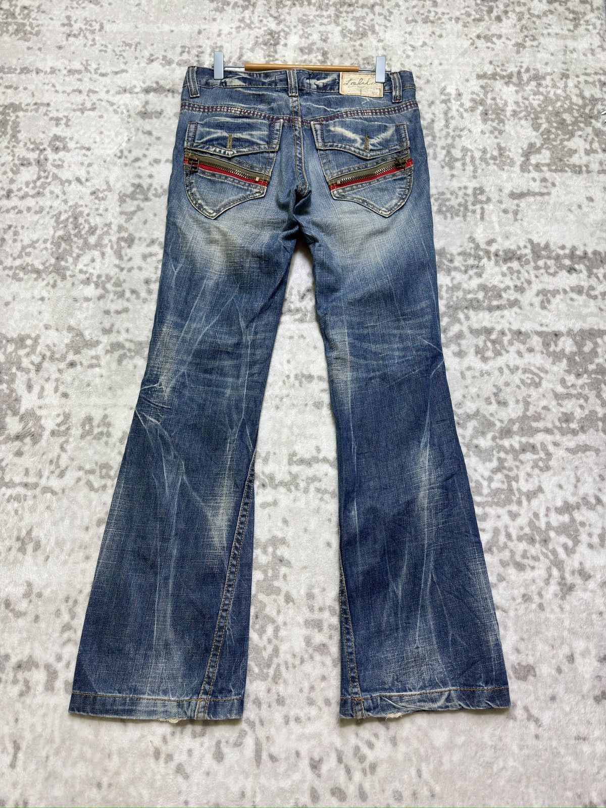 Japanese Brand Lolita Y2K Japanese Flare Zip Back Pocket Concert Club Denim Size US 32 / EU 48 - 1 Thumbnail