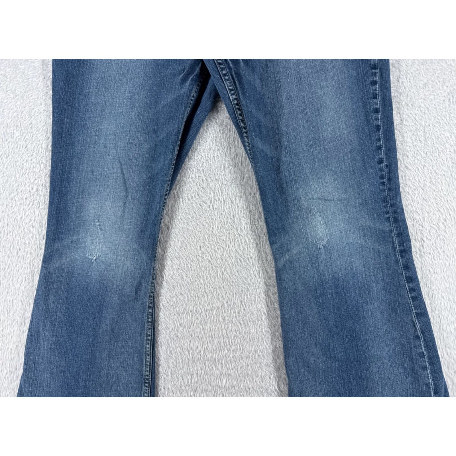 Vintage Maurices Jeans Womens 34x32 Blue Denim Cotton Mid Flared Distressed 15 Regular 5-Pocket Design Distressed Stretch Vintage: No Mens? Size 36" / US 14 / IT 50 - 3 Thumbnail