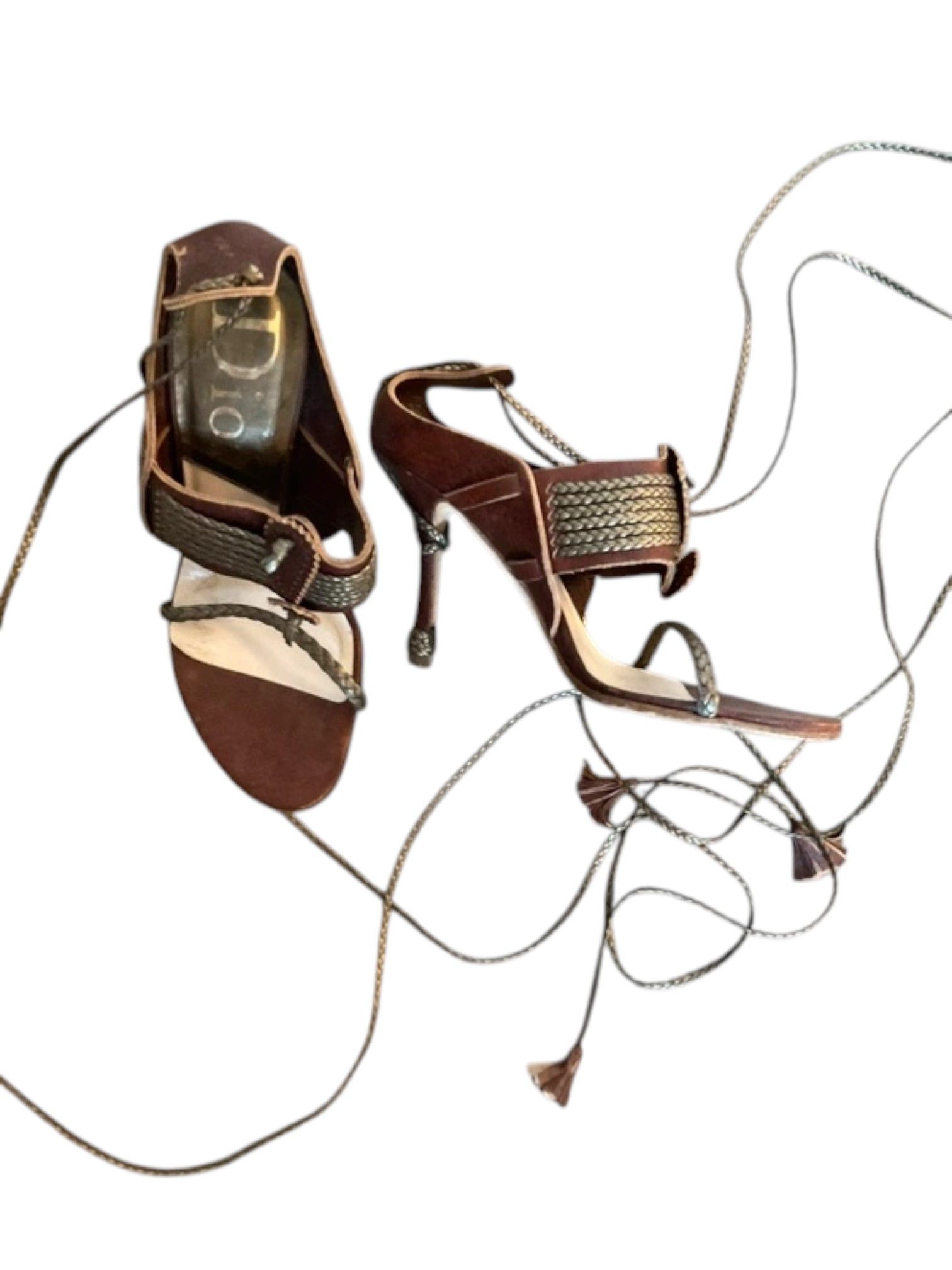 Dior 2005 Dior by John Galliano Braided Leather Wrap Sandals Size US 5.5 / IT 35.5 - 1 Thumbnail