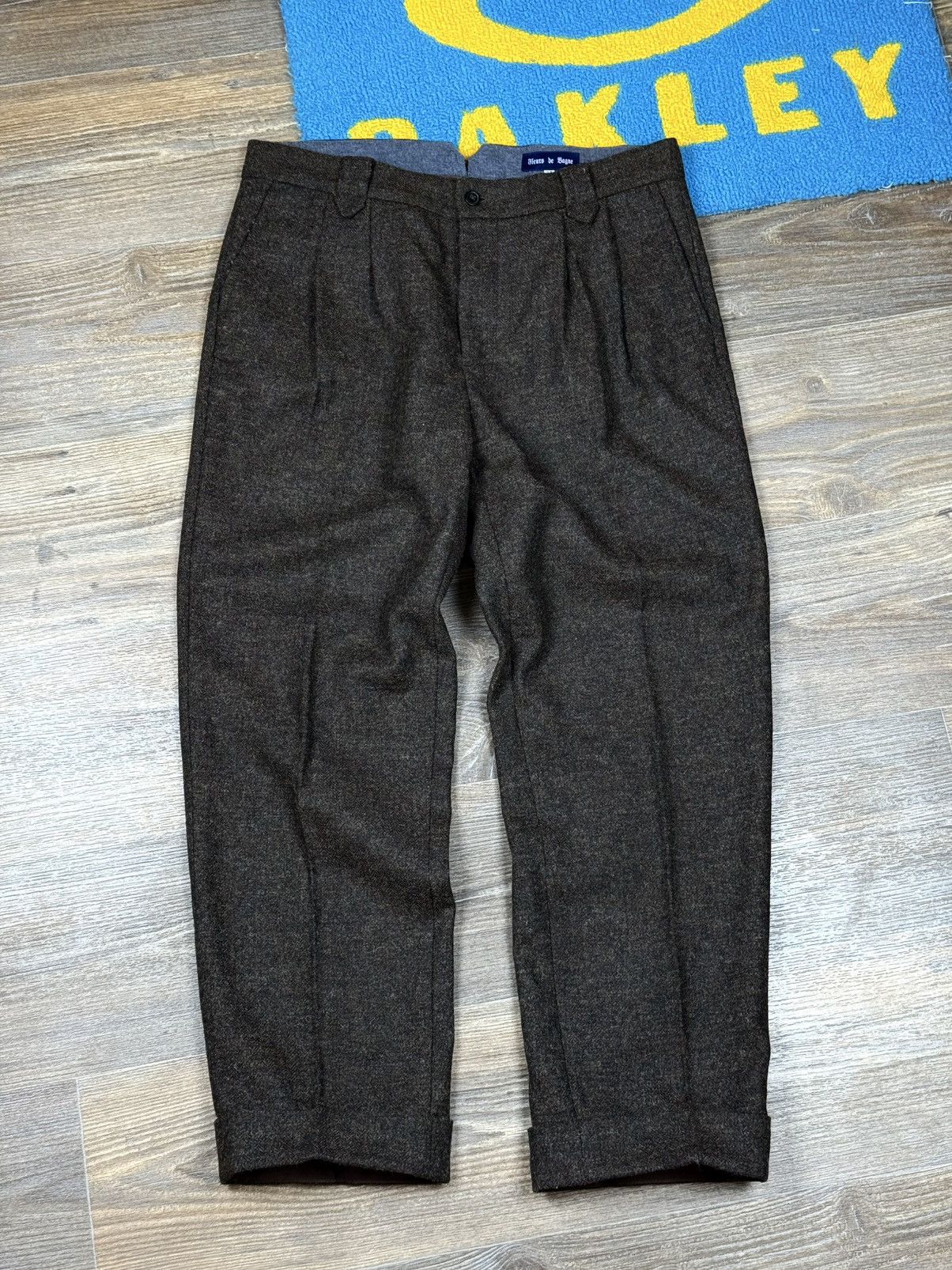 Fleurs de Bagne Wool Tweed Brown Trousers Pant