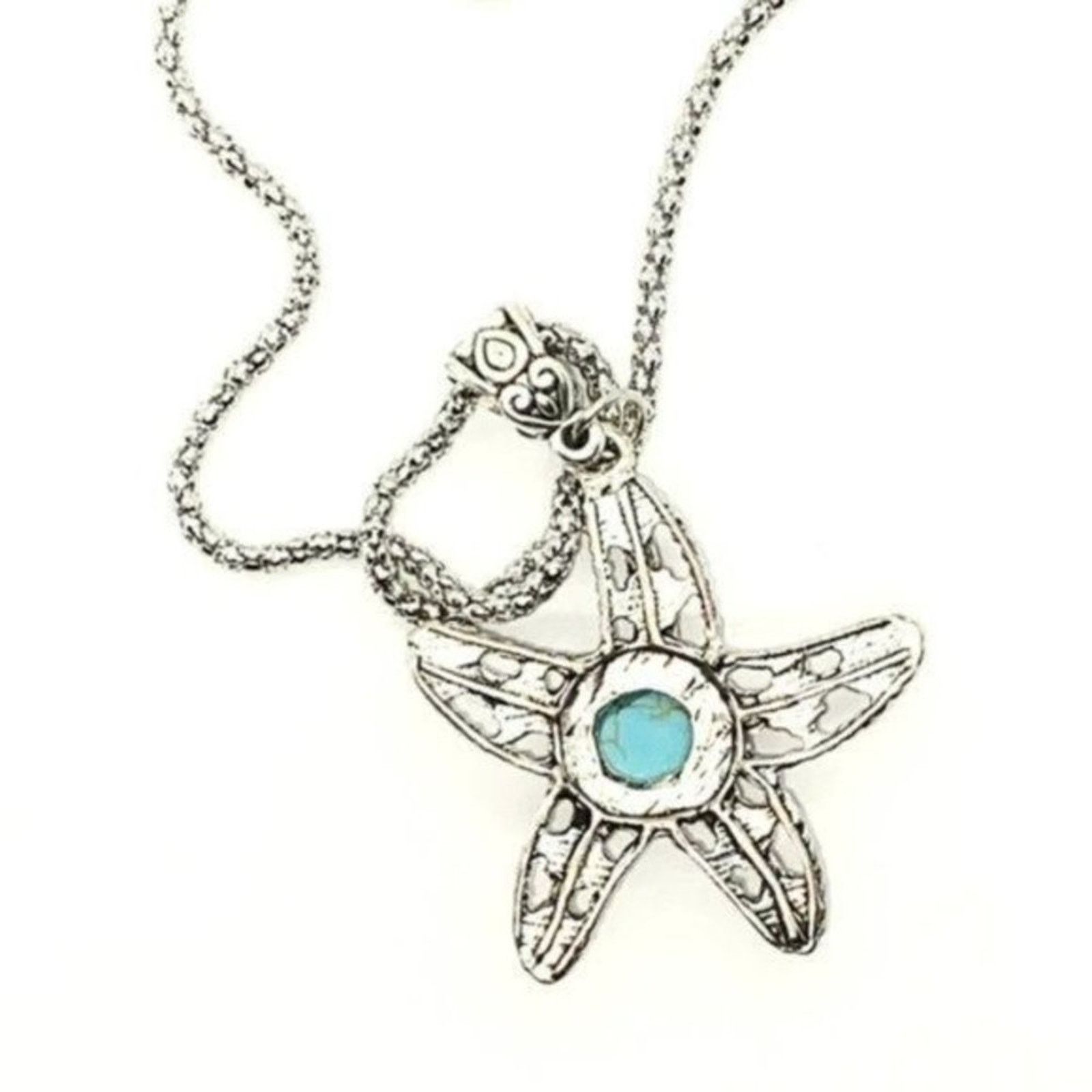 Handmade Silver-Tone Turquoise Starfish Necklace Size ONE SIZE - 7 Thumbnail