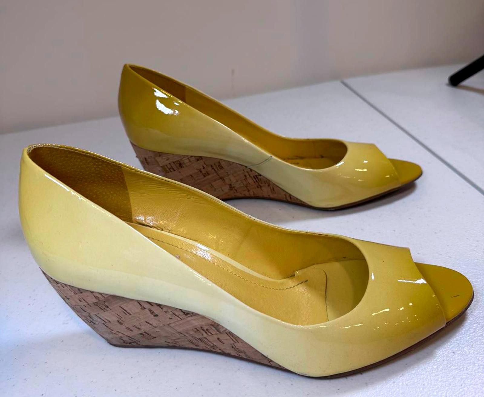 Designer Franco Sarto Yellow Wedge Heels Size US 10 / IT 40 - 2 Thumbnail