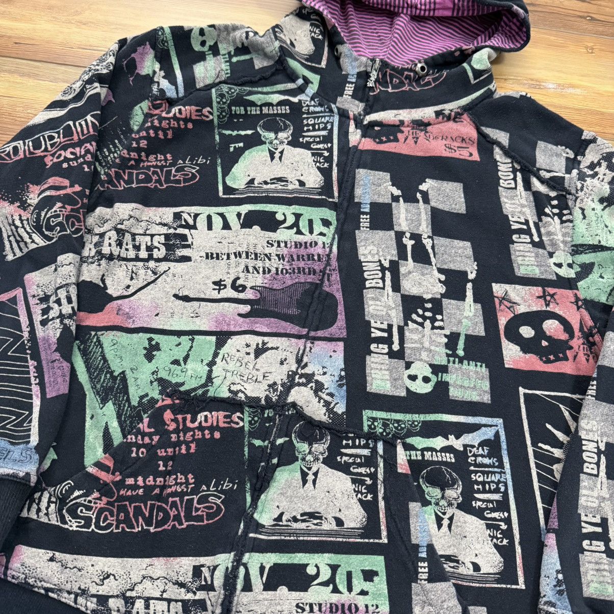 Other Vintage Y2K Grunge Punk Patchwork Goth Skate Zip Up Hoodie Size US L / EU 52-54 / 3 - 2 Thumbnail