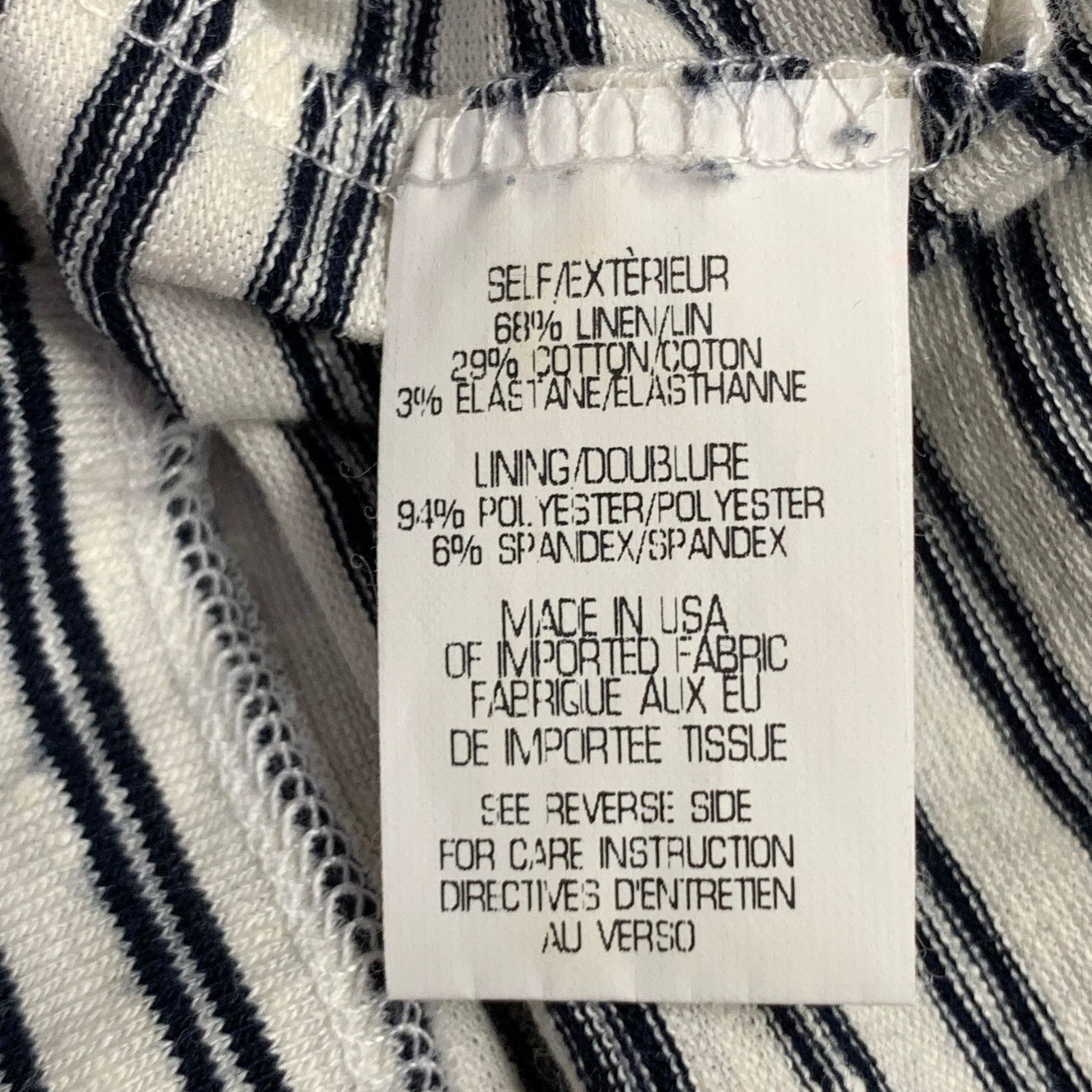 Theory THEORY Adiany B White Navy Linen Cotton Stripe T-Shirt Dress Size S / US 4 / IT 40 - 10 Thumbnail