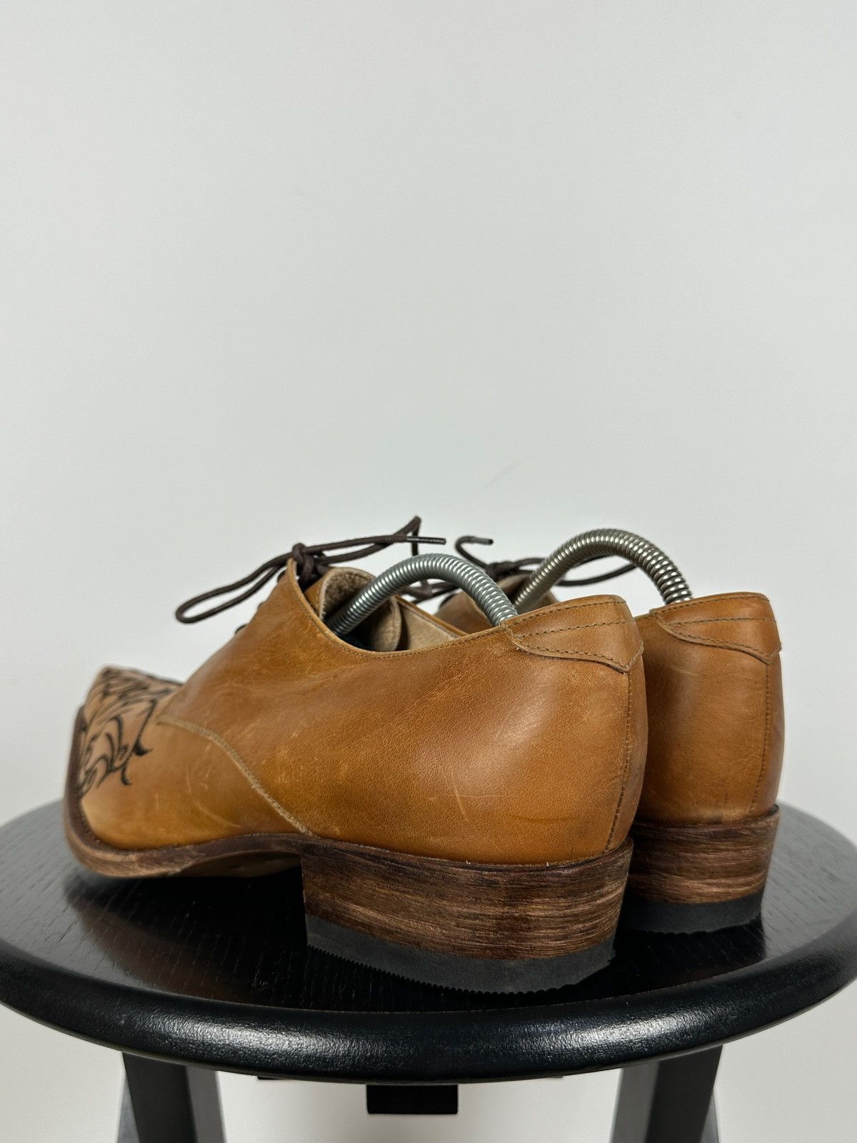 Sendra 7650 Sendra Brown Leather Embroidered Western Derby Shoes Size US 7 / EU 40 - 6 Thumbnail