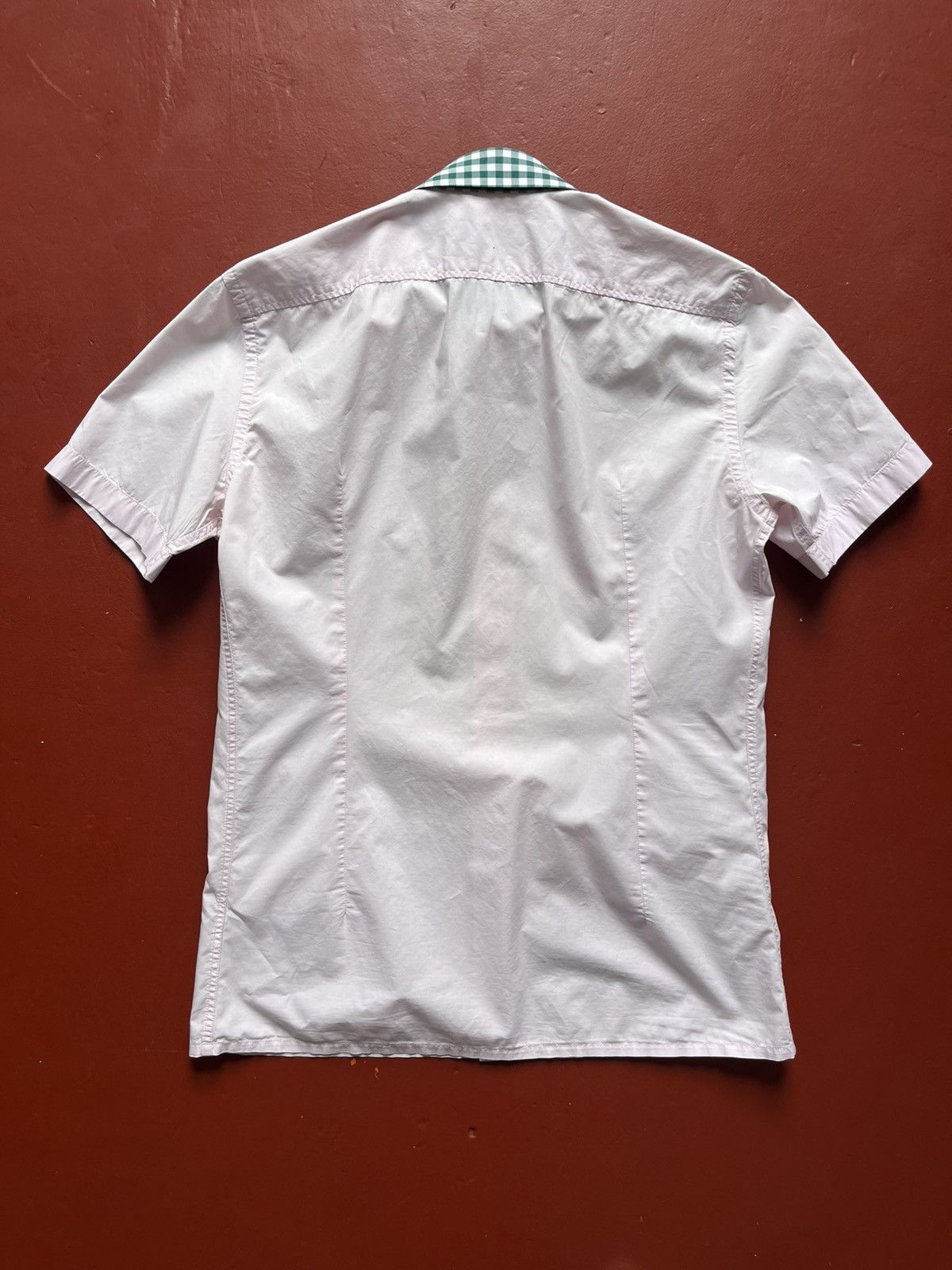 Raf Simons RAF Simons Men’s Darted Short Sleeve Pink Shirt With Gingham Size US S / EU 44-46 / 1 - 5 Thumbnail
