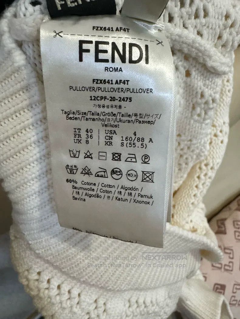 Fendi Fendi Double F Full-Print Logo Openwork Knit Short Sleeve Size XS / US 0-2 / IT 36-38 - 6 Thumbnail
