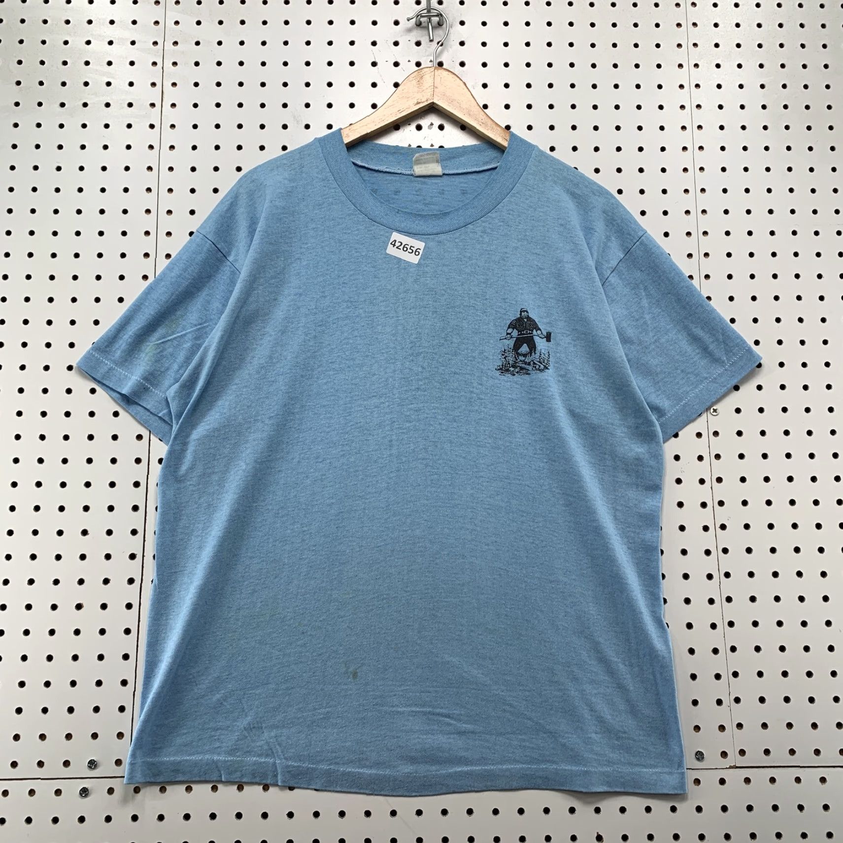 Lumberjack VINTAGE HEFT Shirt Mens XL Blue 80s Paul Bunyan Lumberjack USA Crew Neck Short Sleeve Size US XL / EU 56 / 4 - 2 Thumbnail