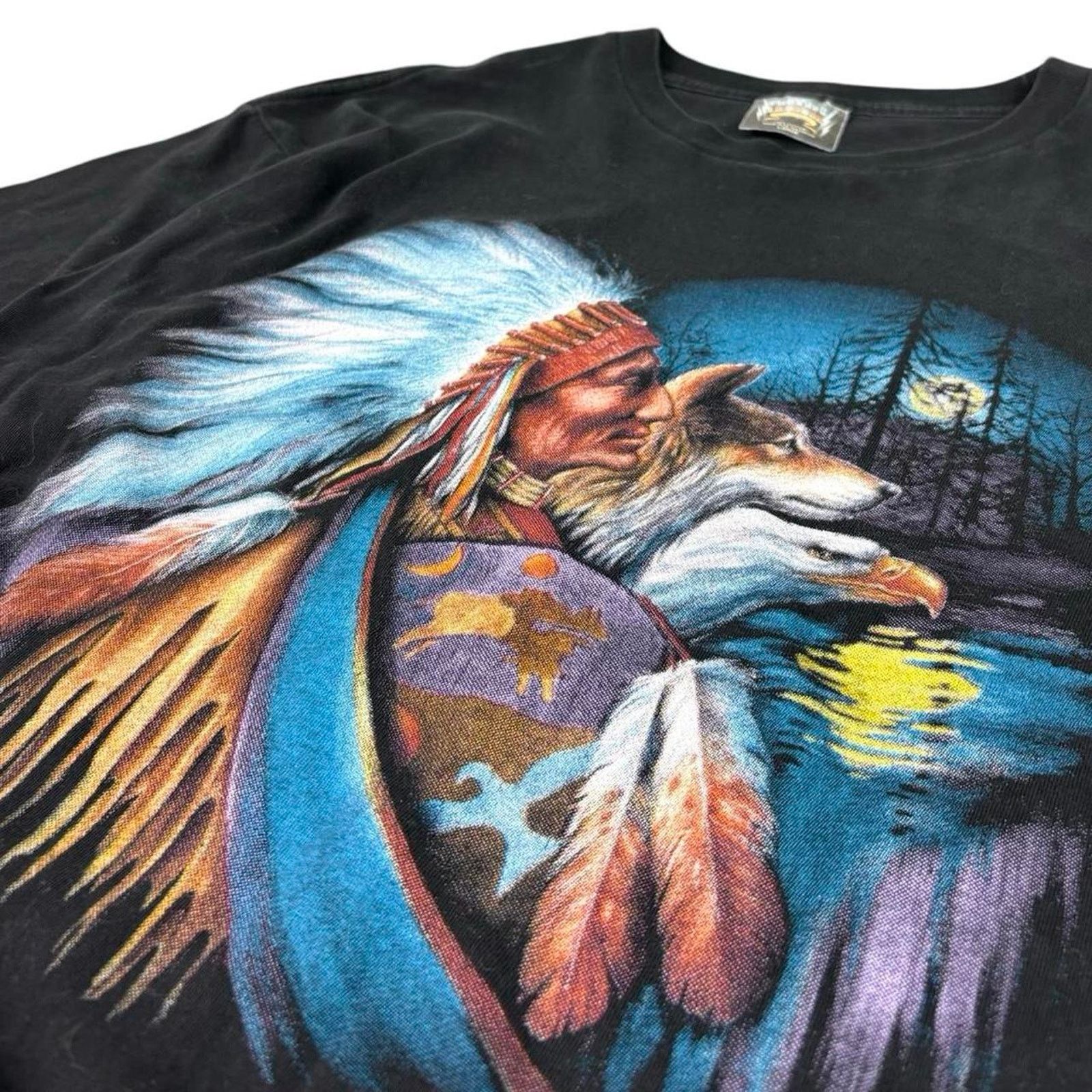 Harley Davidson × Vintage 90s Native American Biker Style T-shirt Size US L / EU 52-54 / 3 - 3 Thumbnail