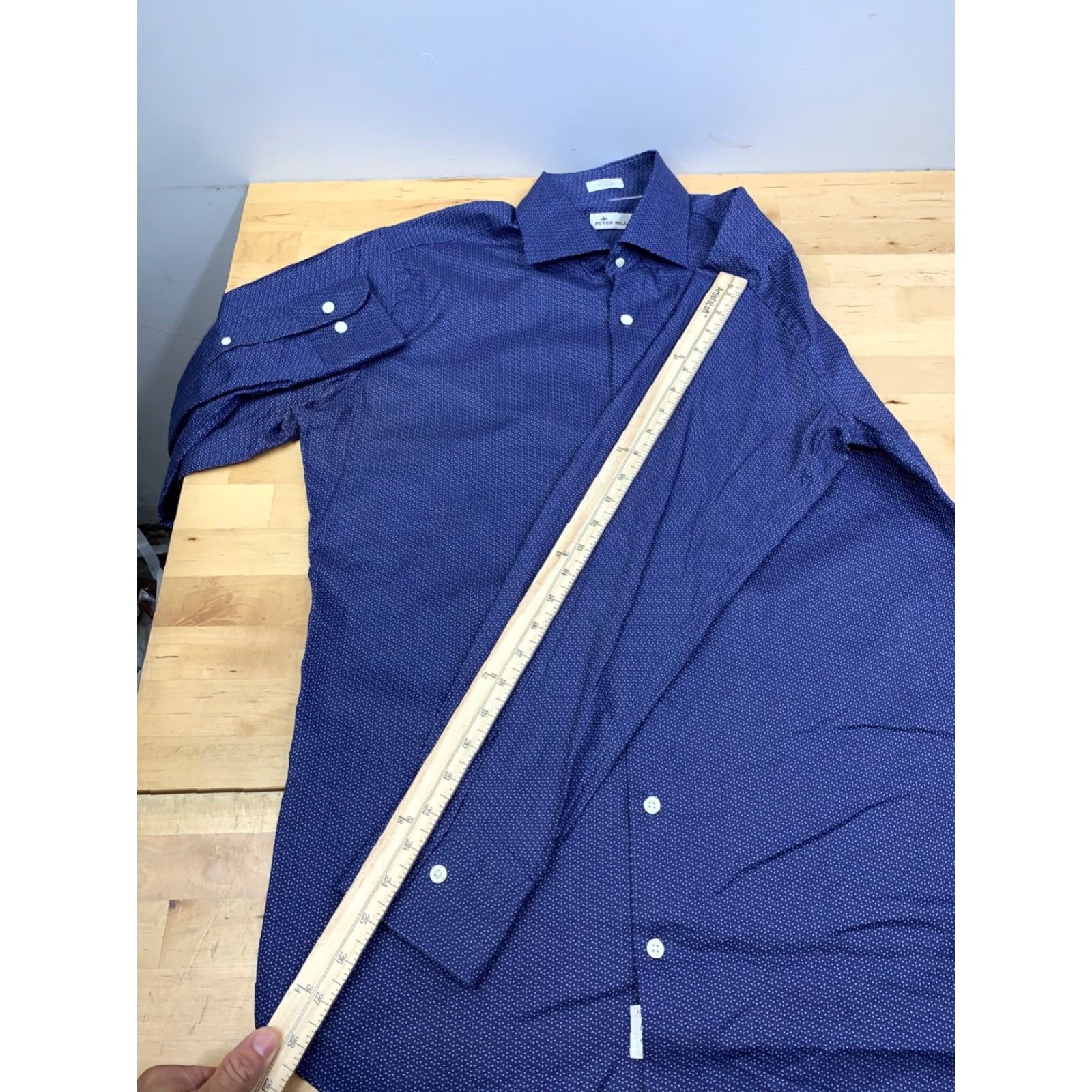 Peter Millar Peter Millar Button-Up Shirt Mens M Blue Casual Long Sleeve Button-Up, Regular Fit, Cotton, All Seasons, Breathable, Easy Care, Classic Theme Size US M / EU 48-50 / 2 - 7 Thumbnail