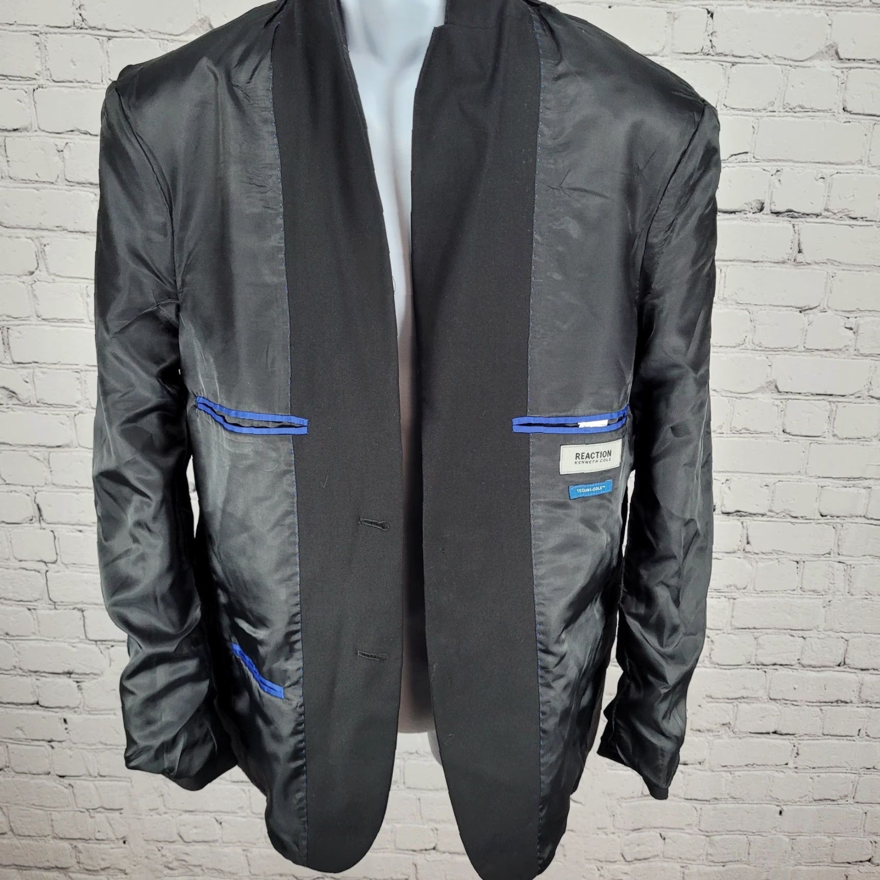 Kenneth Cole Kenneth Cole Reaction Black Stretch 2 Button Vented Blazer Jacket Mens 38R Size 38R - 5 Thumbnail