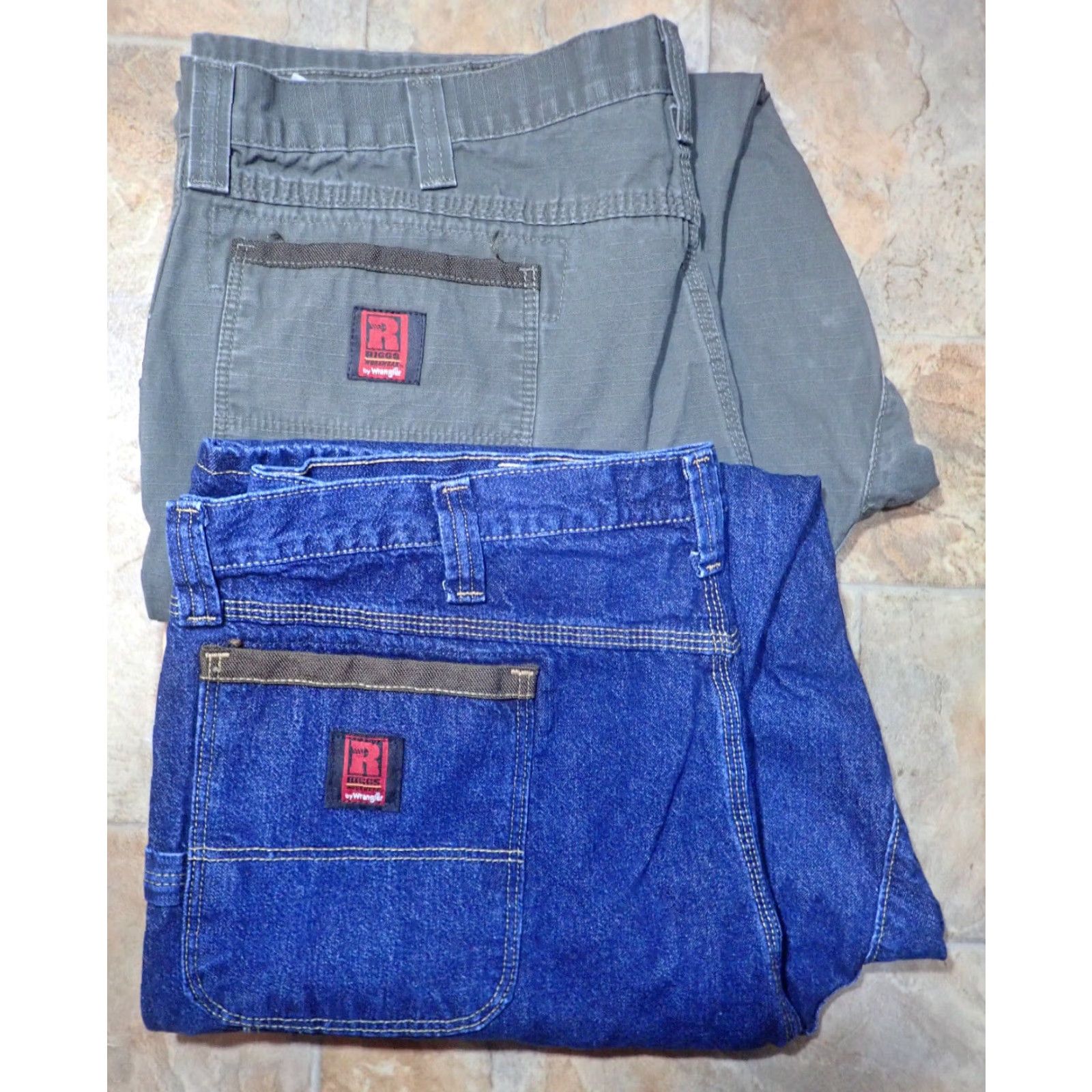 Wrangler VINTAGE Wrangler RIGGS Workwear Carpenter Pants Mens 42 Green Blue Ripstop Denim Outdoor Workwear 90s Size US 42 / EU 58 - 2 Thumbnail