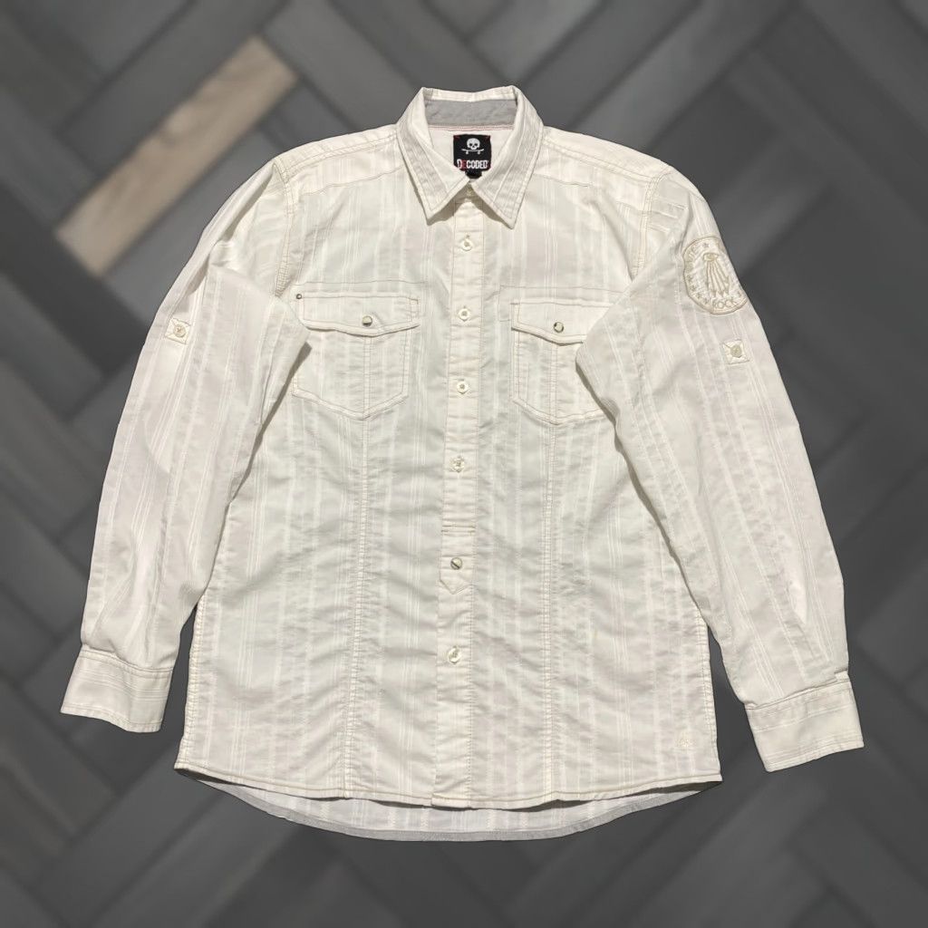 Vintage Decoded Mens M White Shirt Casual Western Cowboy Patch Rock Rebel Button-Up Collared Long Sleeve Size US M / EU 48-50 / 2 - 1 Thumbnail