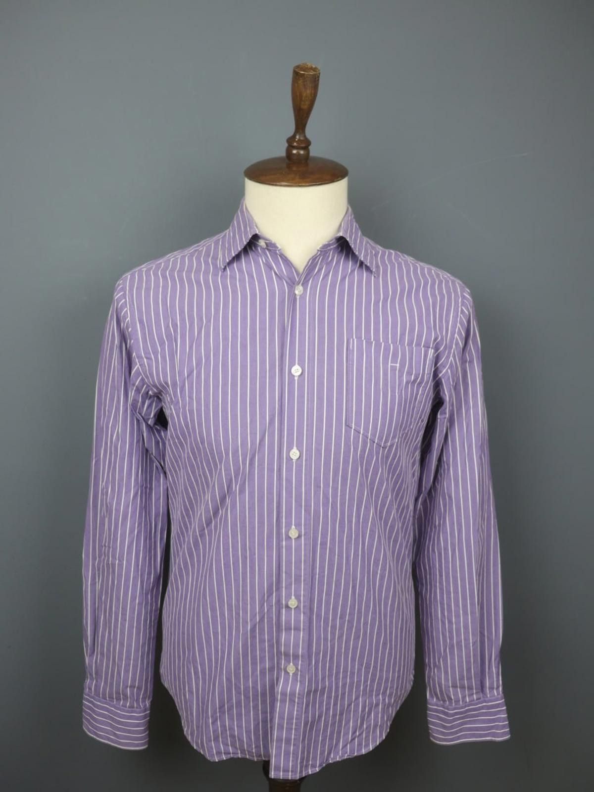 Designer Boggi Milano Purple White Striped Shirt Size M Size US M / EU 48-50 / 2 - 12 Thumbnail
