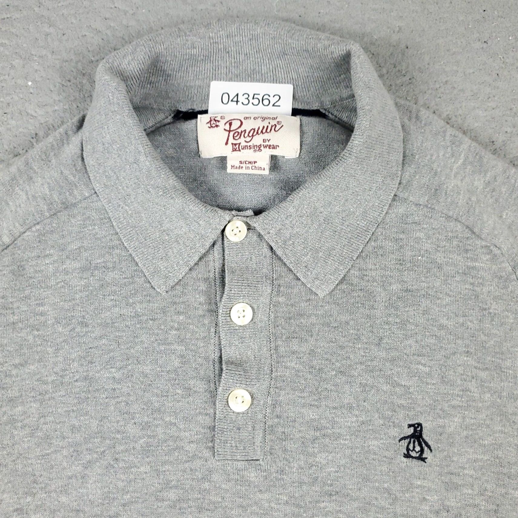 Original Penguin Mens Sweater Munsingwear Penguin Small Gray Collared Pullover Size US S / EU 44-46 / 1 - 3 Thumbnail