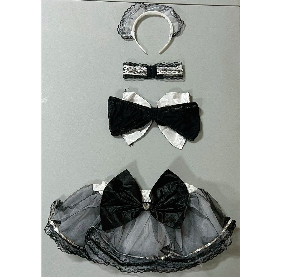 Vintage Black Bow Maid Cosplay Costume Lingerie Outfit Set Size S 🖤 Size ONE SIZE - 6 Thumbnail